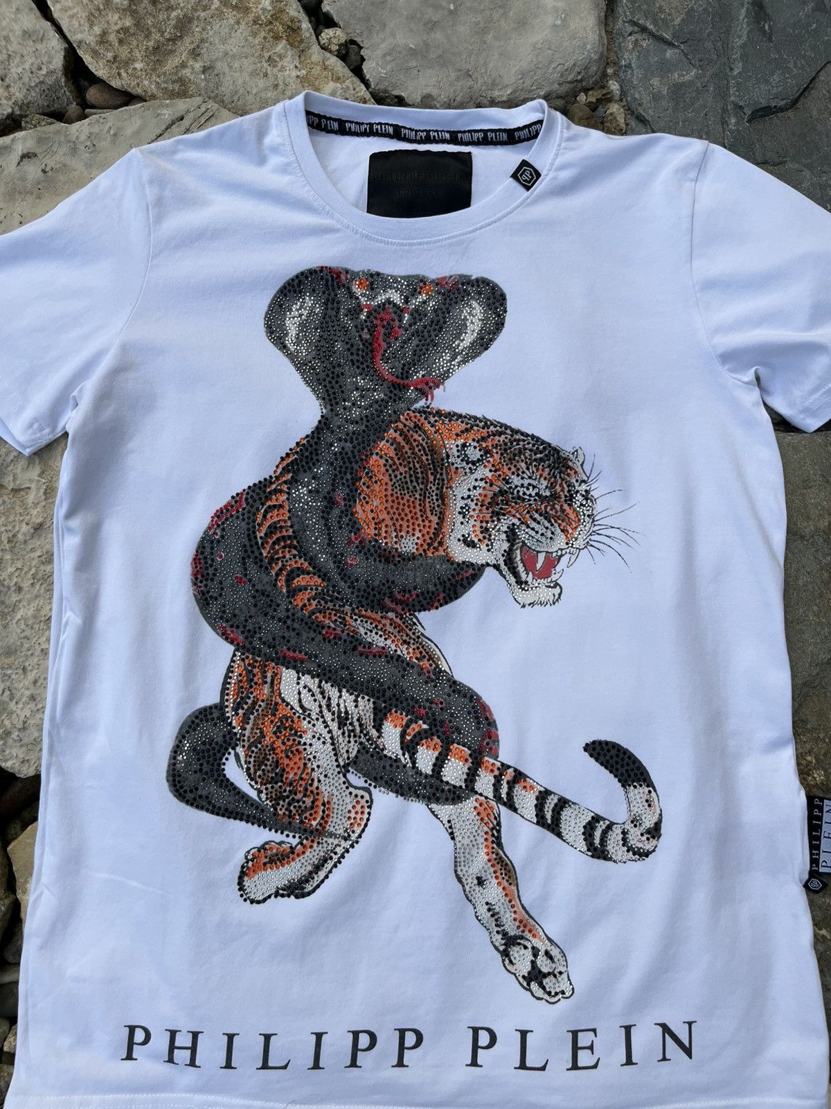 Designer × Philipp Plein Philipp Plein tiger snake cobra rhinestone t-shirt tee logo Size US L / EU 52-54 / 3 - 3 Thumbnail