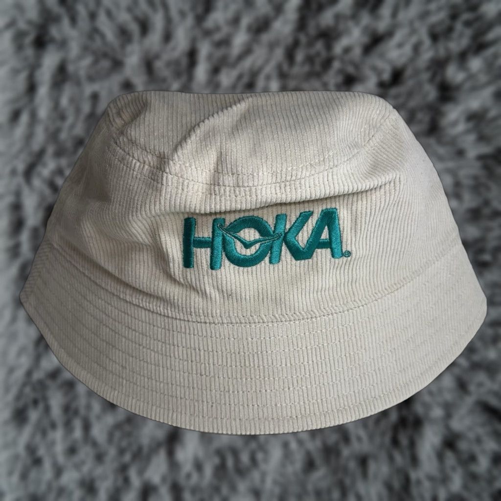 Vintage Hoka One One Bucket Hat Summer Mile Club Corduroy Tan Blue 7 Inch Head Mens Bucket Hat Size ONE SIZE - 1 Thumbnail
