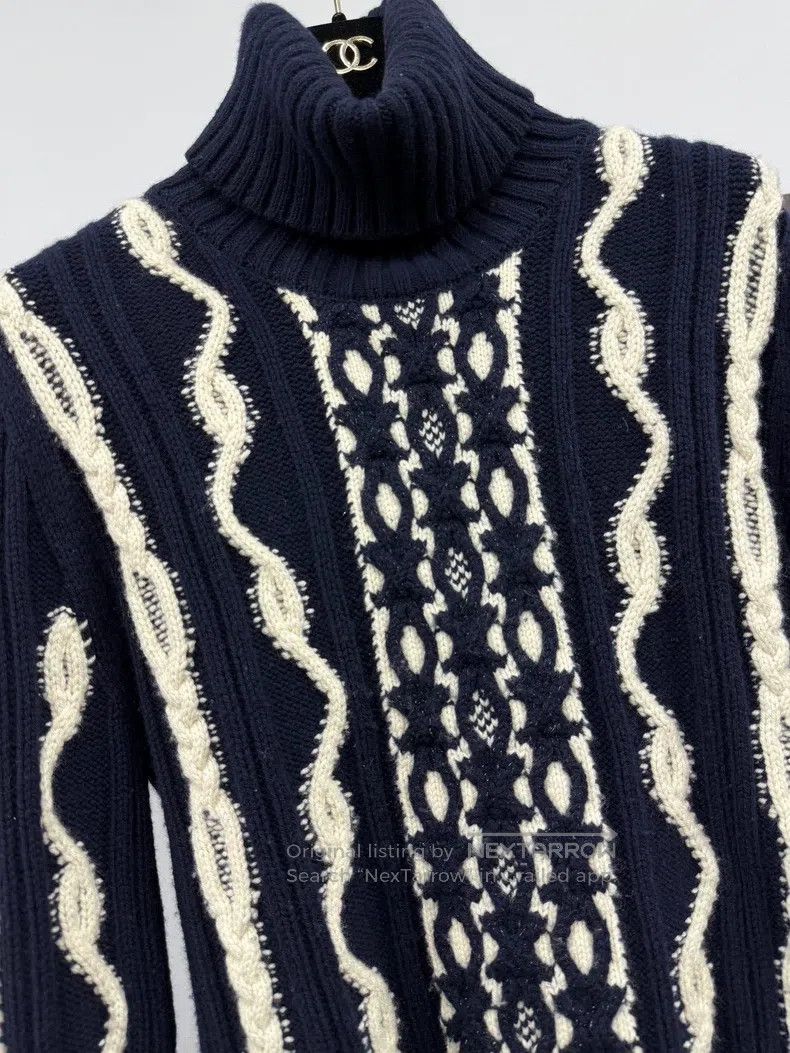Chanel Chanel German Hamburg series turtleneck striped sweater Size M / US 6-8 / IT 42-44 - 2 Thumbnail