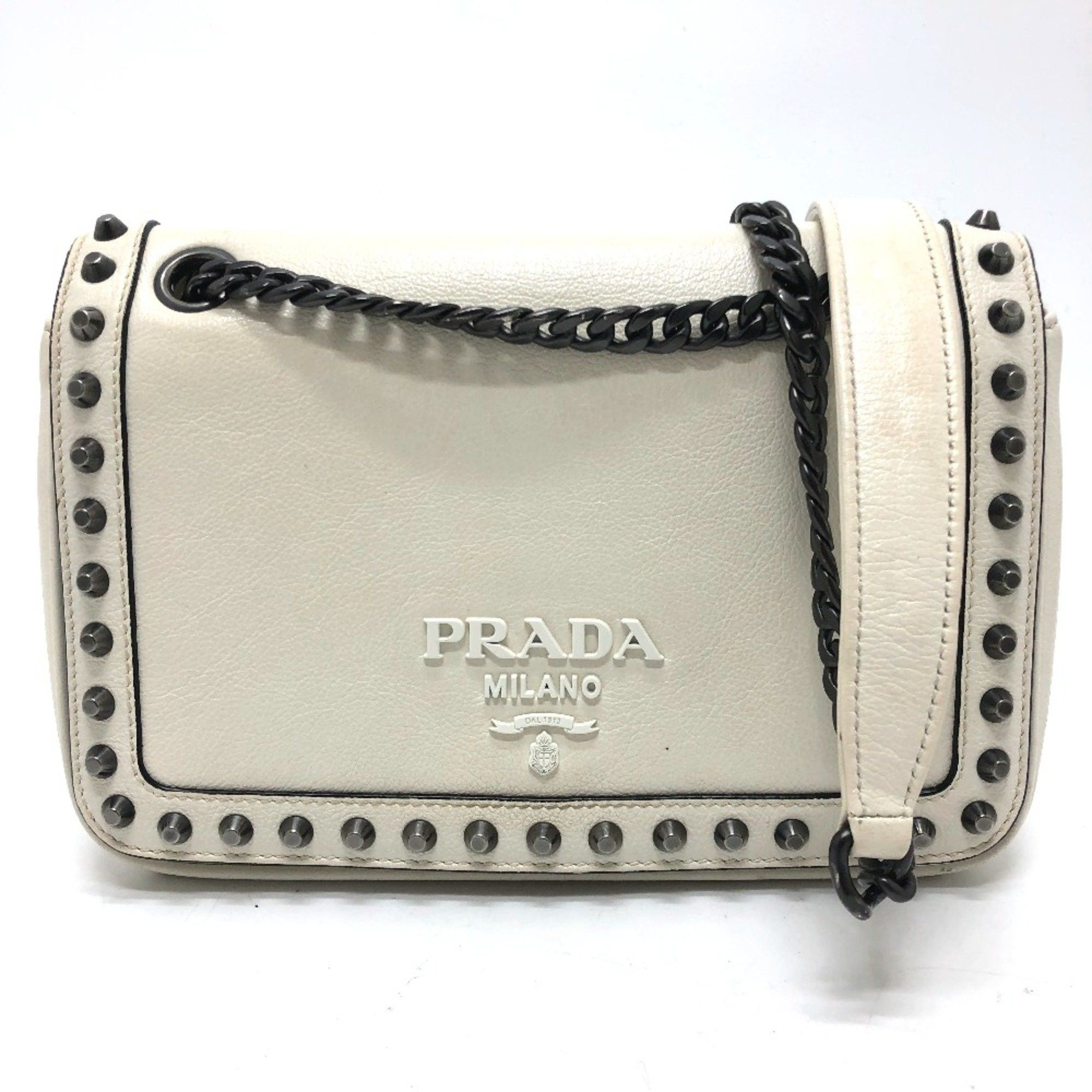 Prada PRADA 1BD147 Logo studs Bag 2WAY Shoulder Bag White Size ONE SIZE - 1 Thumbnail