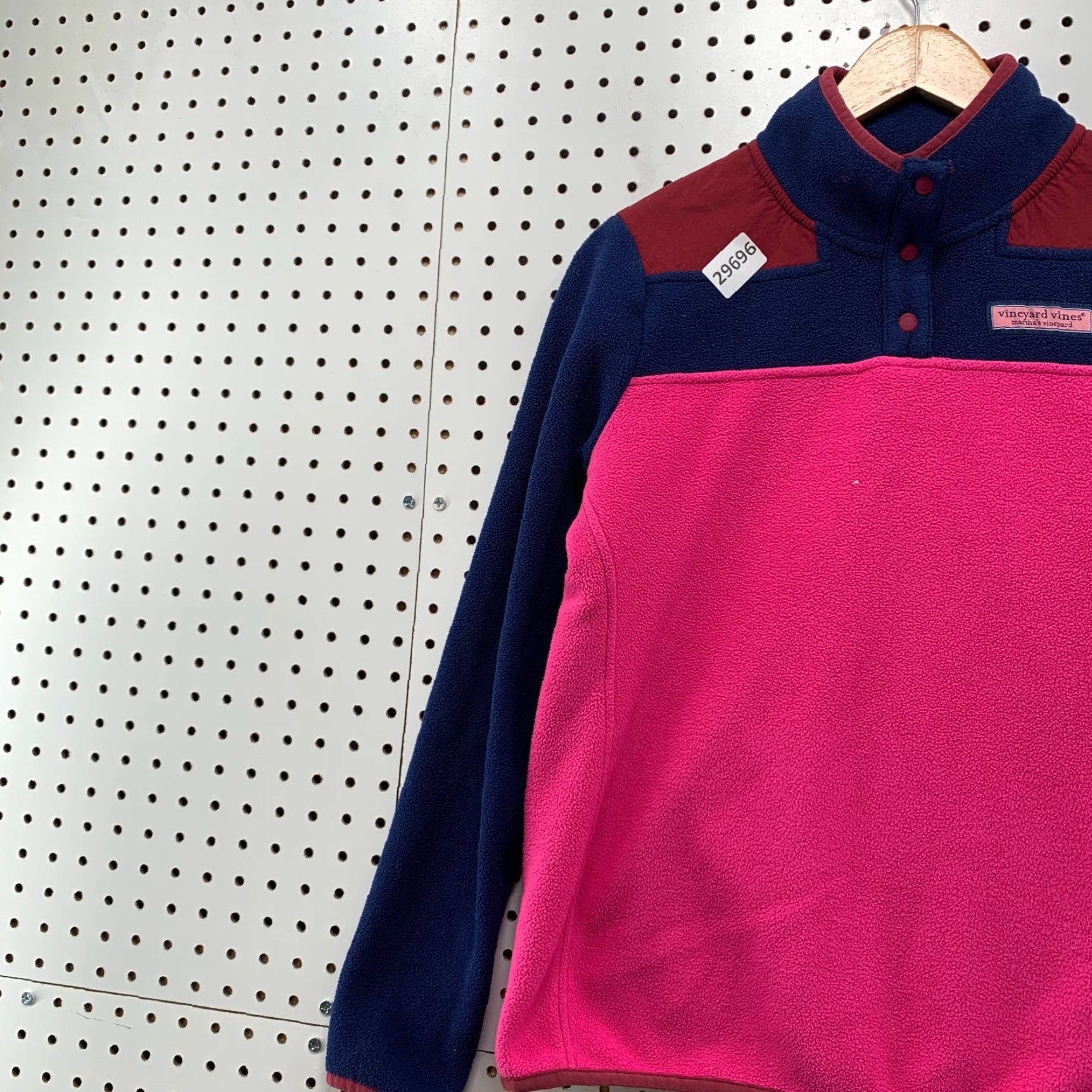 Vineyard Vines VINEYARD VINES Sweater - 1/4 Snap Fleece Pullover Womens XS Pink Blue Color Block Knit, Long Sleeve, Collared, 20x23.5 Size XS / US 0-2 / IT 36-38 - 3 Thumbnail