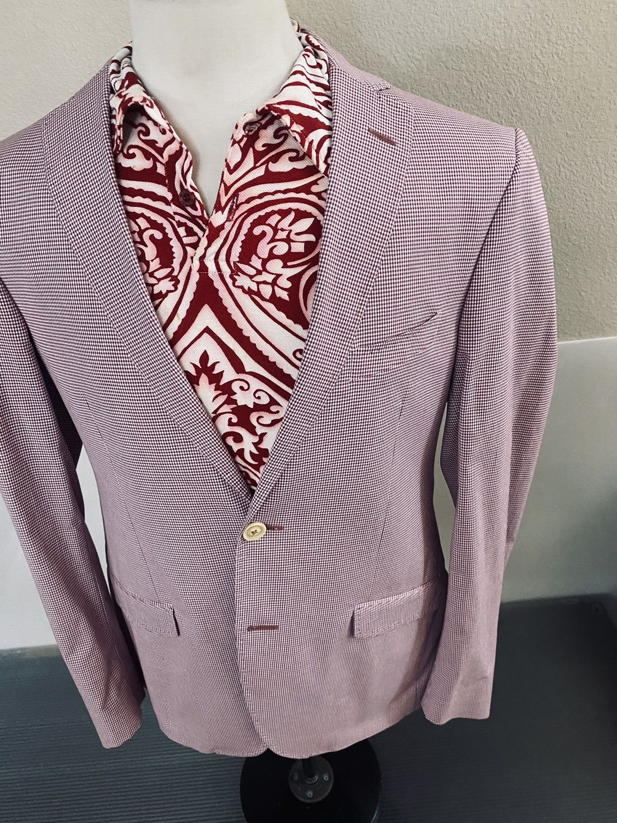 Etro Etro red check 2 Btn 007 safari leisure jacket nwt Size 42R - 6 Thumbnail