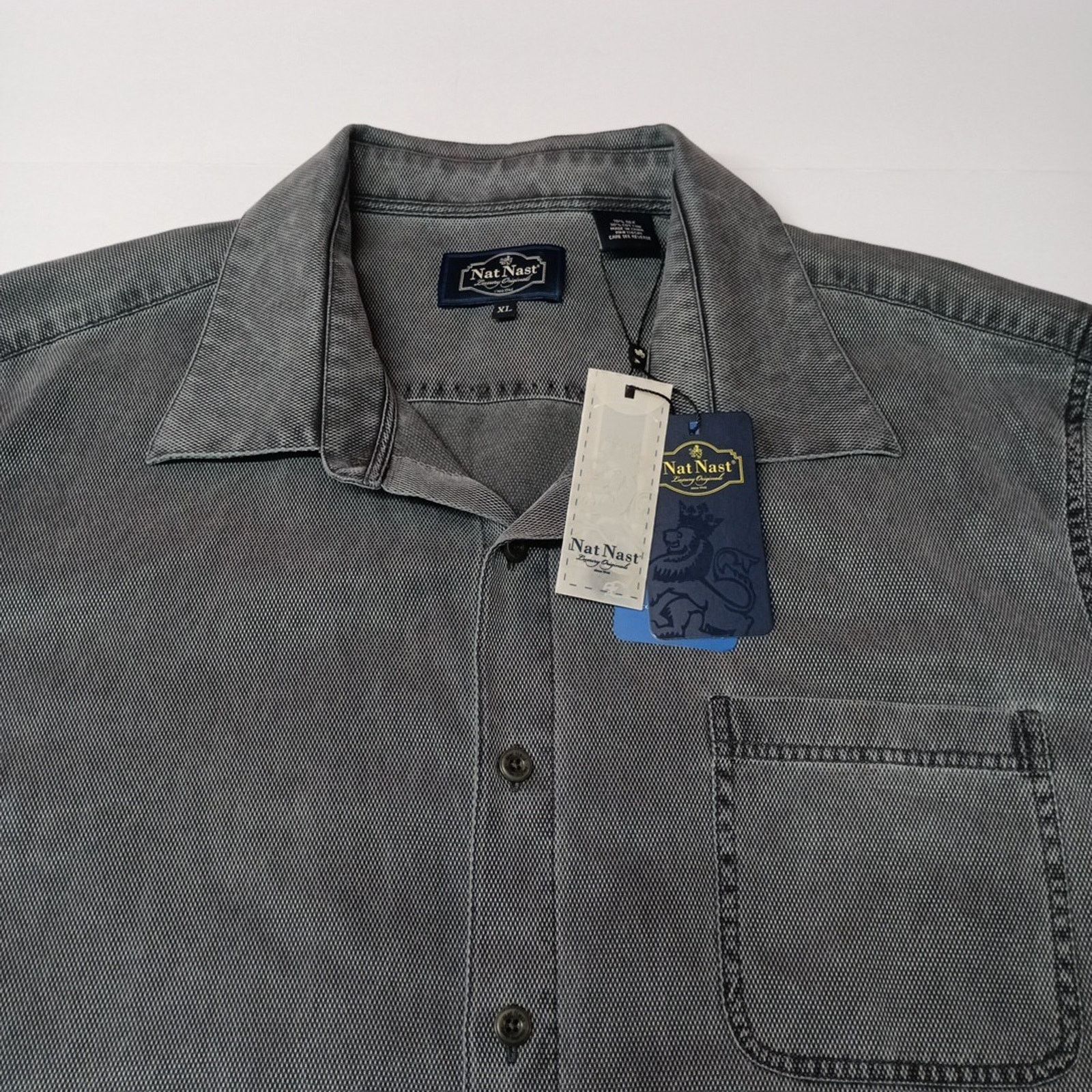 Nat Nast Nat Nast Shirt Men's XL XLarge Button Up Silk Cotton Gray Size US XL / EU 56 / 4 - 2 Thumbnail