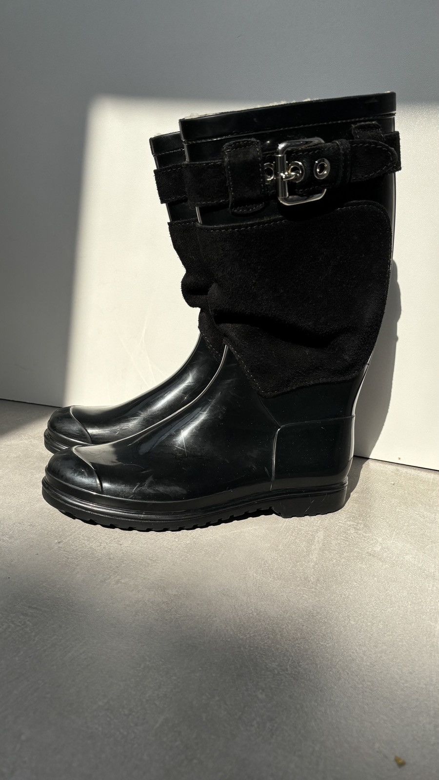 Dolce & Gabbana Dolce & Gabbana D&G Rubber Rain Boots Gumboots Suede Size US 9 / IT 39 - 1 Thumbnail