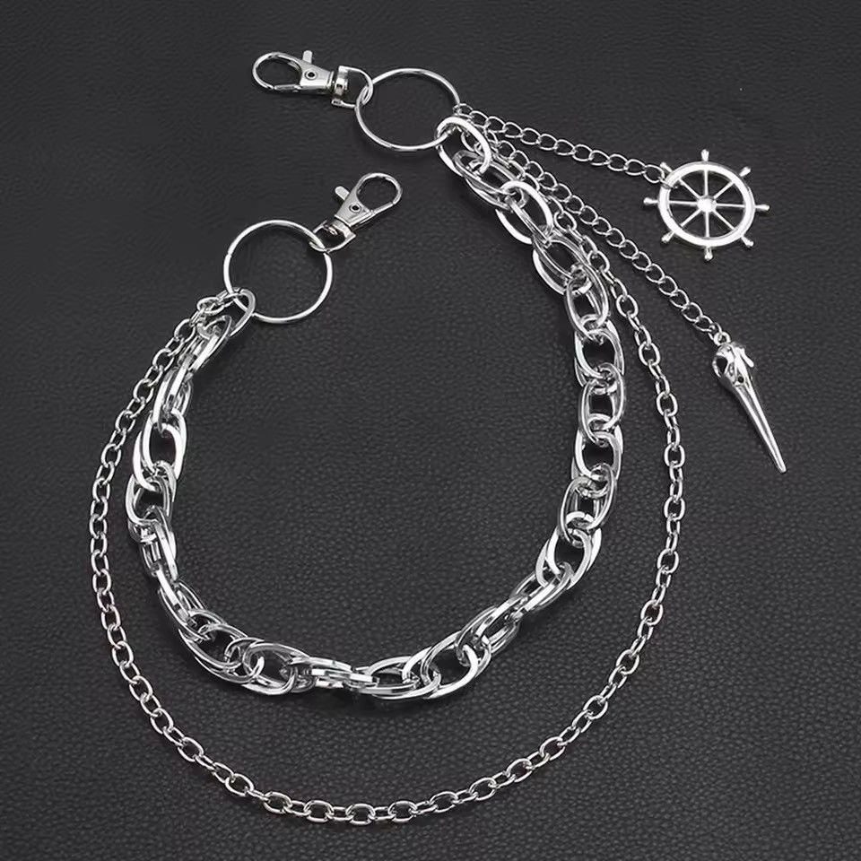 Jewelry Silver Double Wallet Chain, Pants Chain Size ONE SIZE - 1 Thumbnail