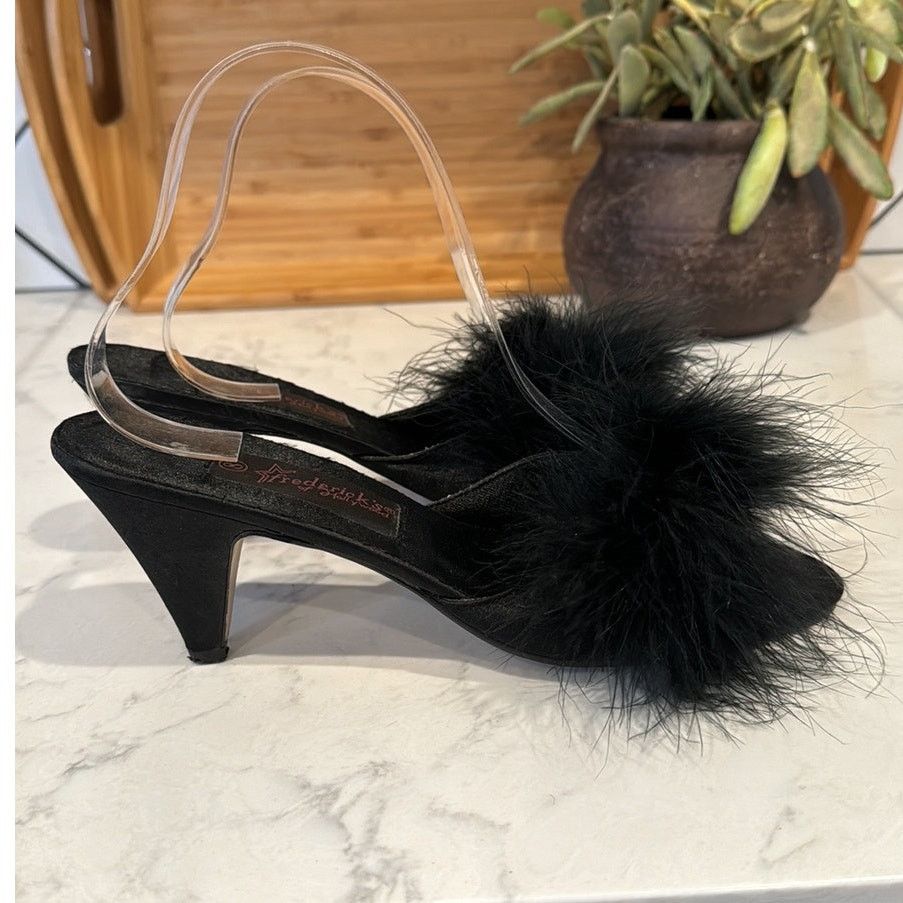 Other Fredrick’s of Hollywood 1980s Satin Peep Toe Pumps feathers Size US 7 / IT 37 - 4 Thumbnail