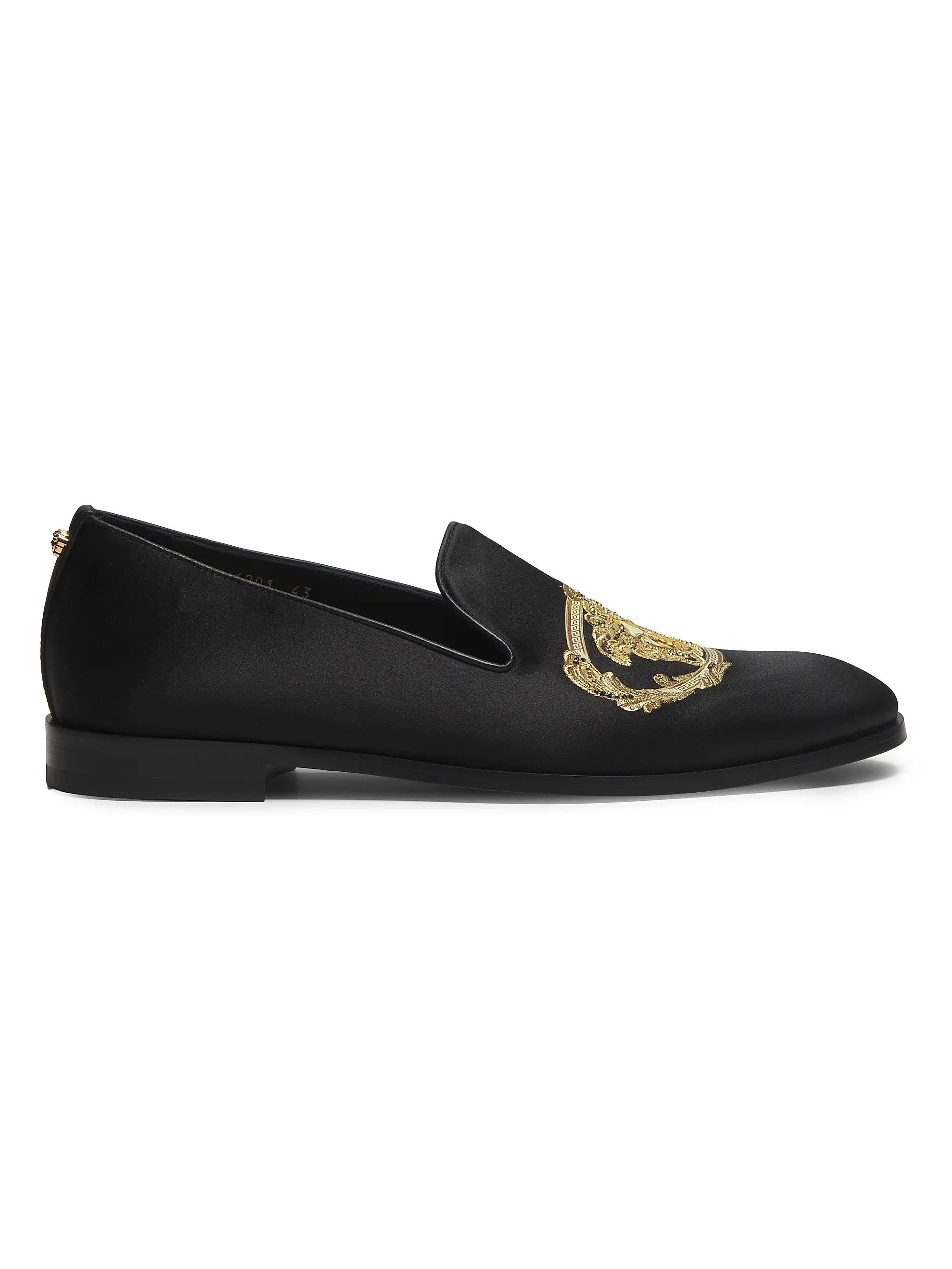 os11x0226 Jellyfish Embroidered Satin Slippers in Black