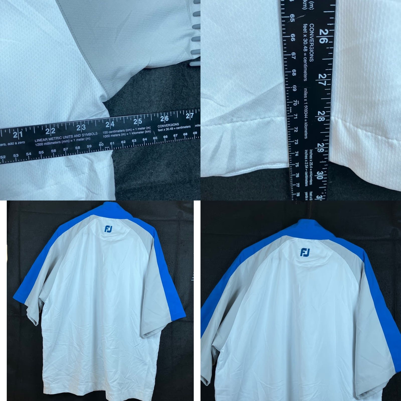 Footjoy FootJoy FJ Mens Jacket Gray Blue Windbreaker 1/4 Zip Short Sleeve Large Mid-Length Zip Coat Winter Spring Fall Mens Size US 33 - 8 Thumbnail
