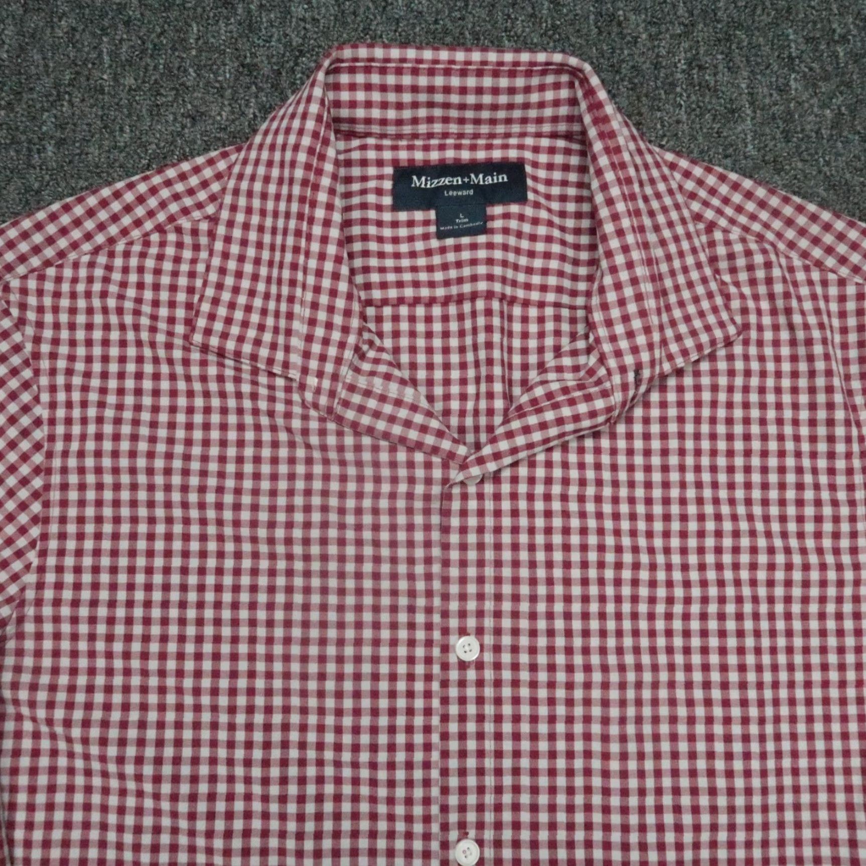 Mizzen+Main Mizzen+Main Shirt Mens Large Red White Gingham Check Button-Up Long Sleeve Size US L / EU 52-54 / 3 - 2 Thumbnail