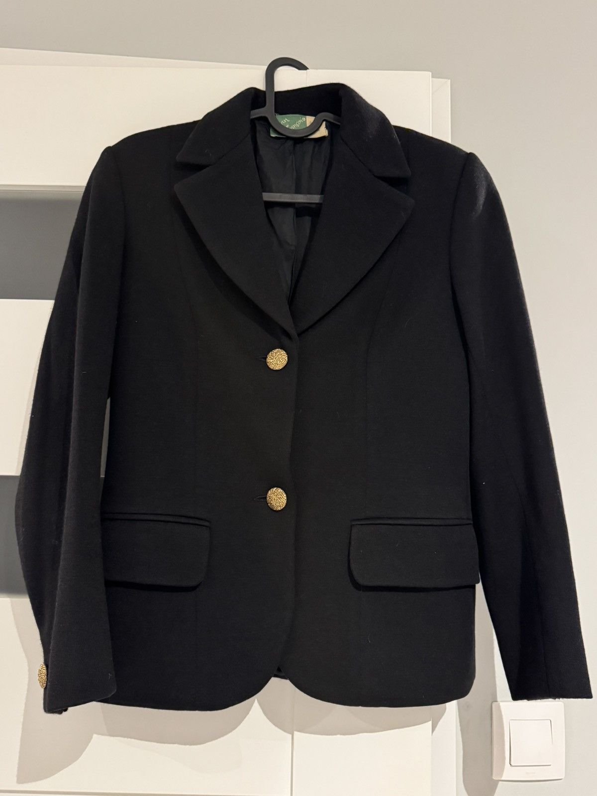 Vintage Vintage Black Wool Blazer with Gold Buttons – Made in France Size S / US 4 / IT 40 - 2 Thumbnail