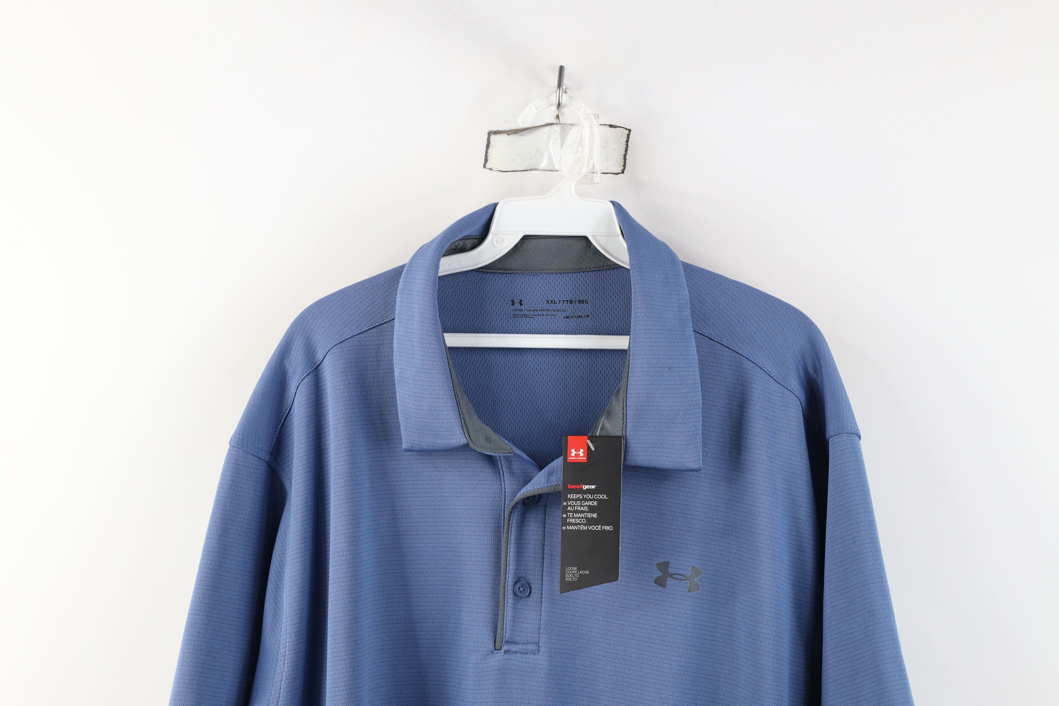 Under Armour New Under Armour HeatGear Collared Golf Polo Shirt Blue Size US XXL / EU 58 / 5 - 2 Thumbnail