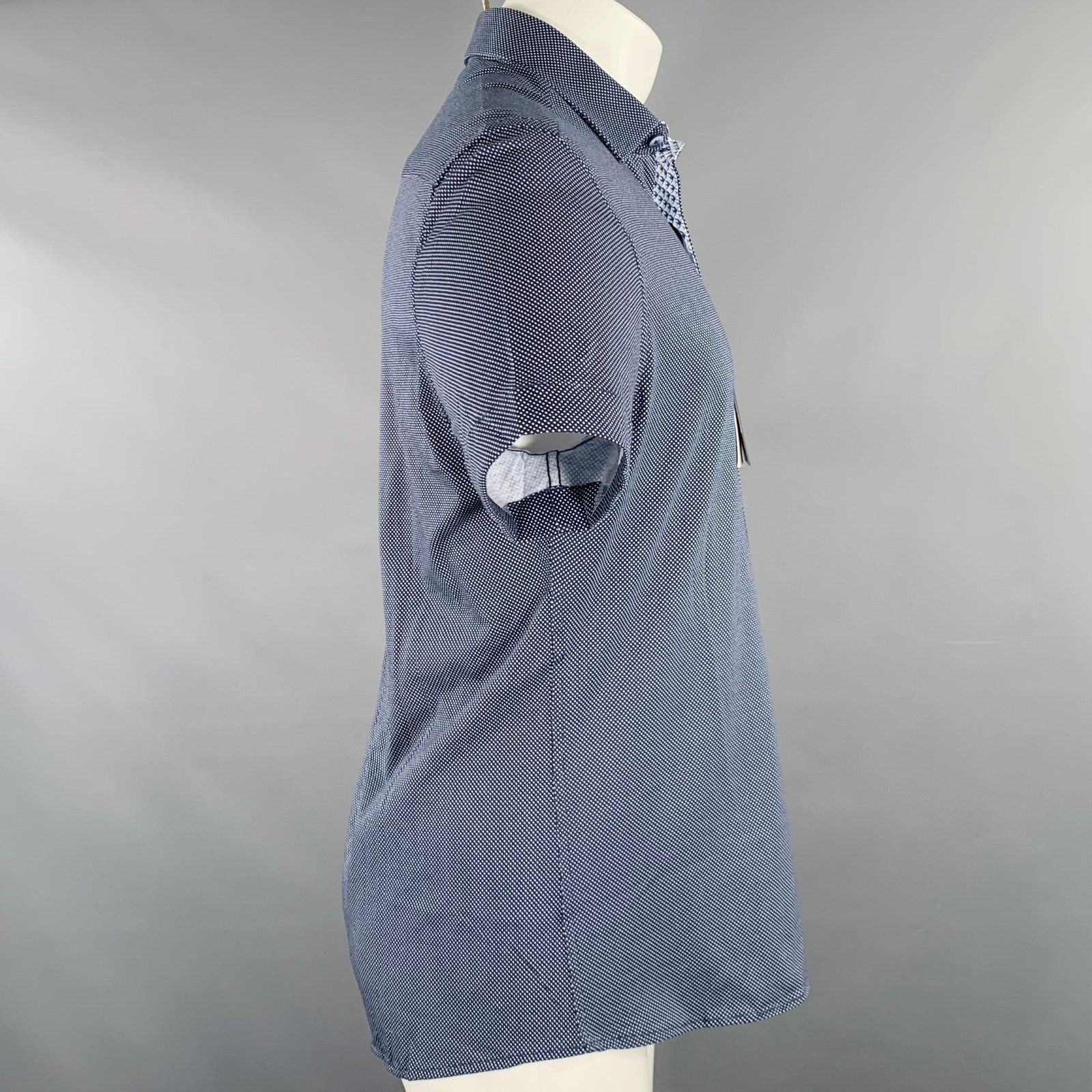 Stone Rose Navy White Dots Cotton Spread Collar Short Sleeve Shirt Size US S / EU 44-46 / 1 - 3 Thumbnail
