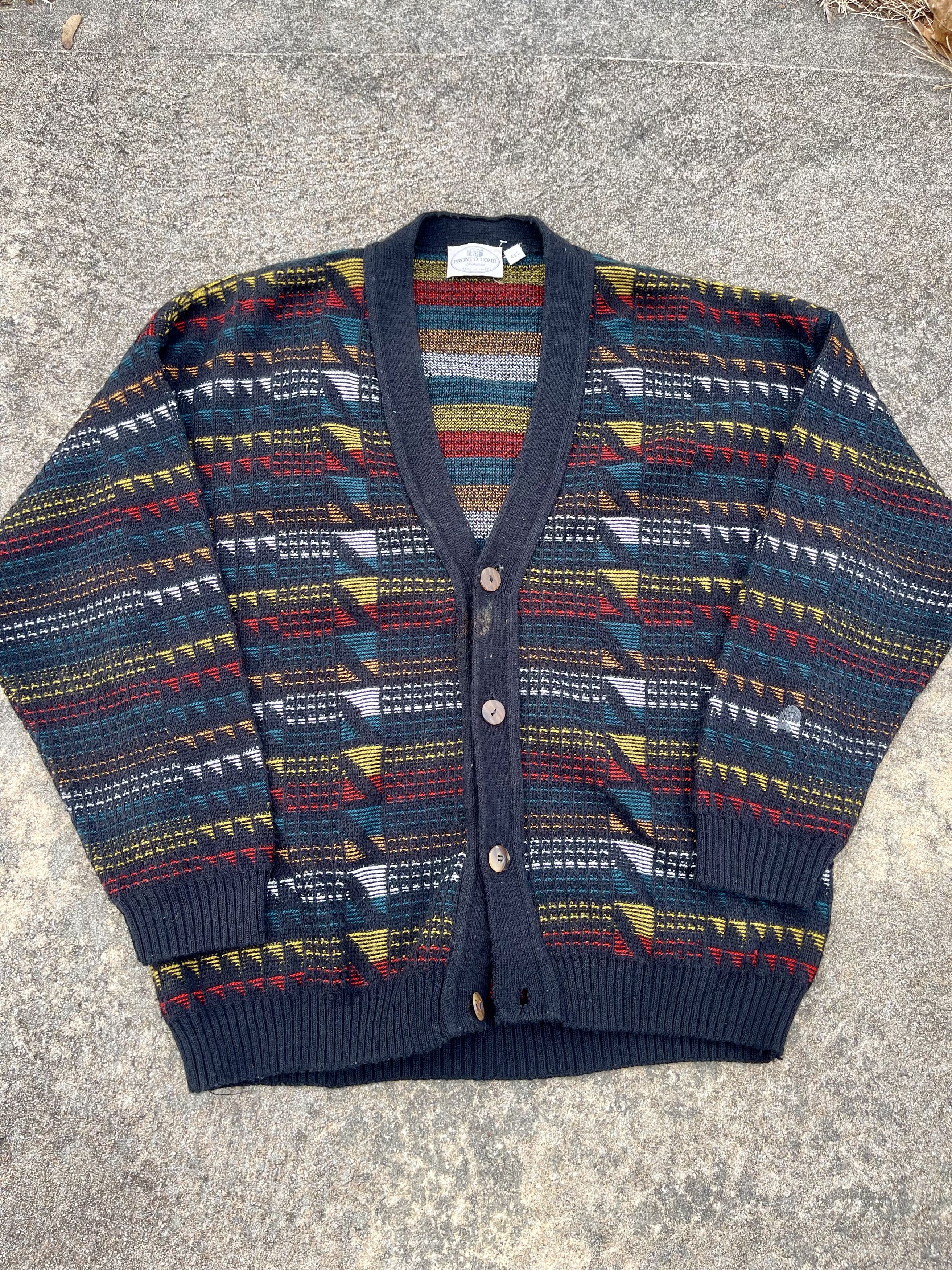 Vintage 1990's Vintage 3D Cable Knit Retro Cardigan Sweater Size US M / EU 48-50 / 2 - 2 Thumbnail