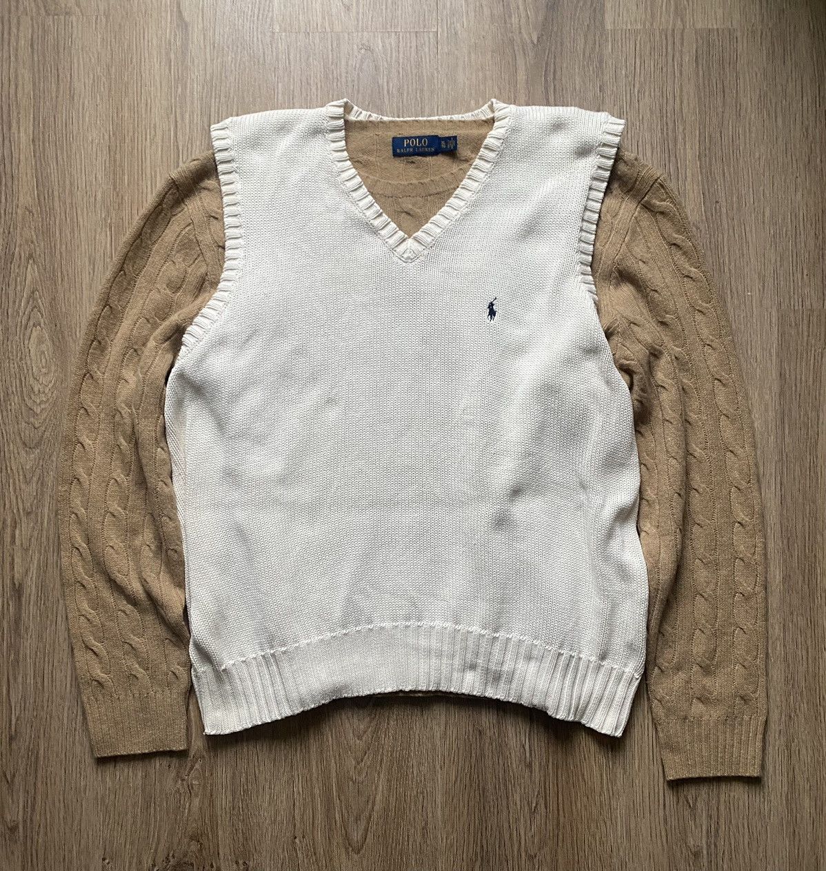 Polo Ralph Lauren × Vintage Vintage Polo Ralph Lauren knitted cream vest Size US XL / EU 56 / 4 - 2 Thumbnail