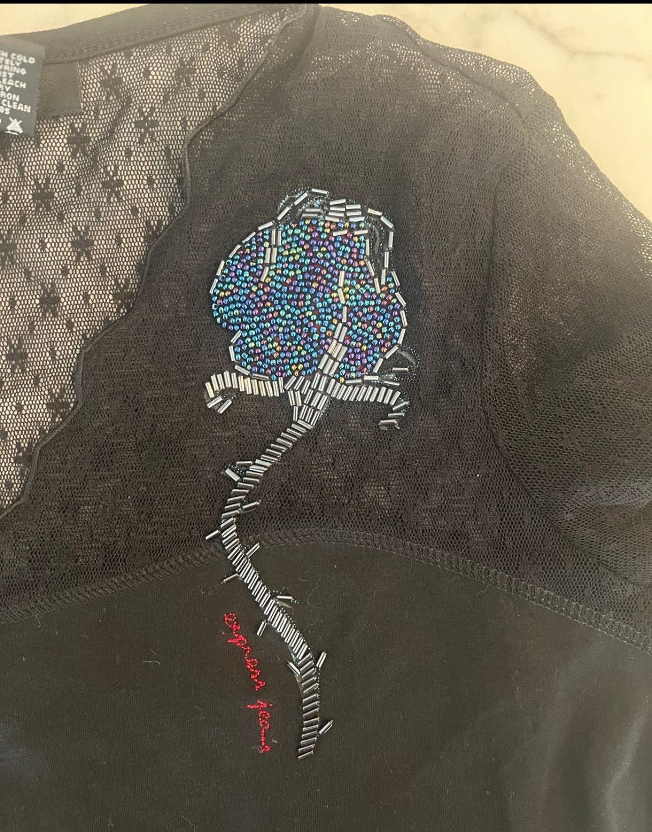 Express New Express Lace Tops Medium Appliqué Beaded Black Y2K Shirt Size M / US 6-8 / IT 42-44 - 3 Thumbnail