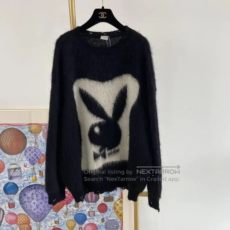 Yves Saint Laurent YSL Large Black Mohair Long Sleeve Knit Sweater . Size XL / US 12-14 / IT 48-50 - 1 Thumbnail