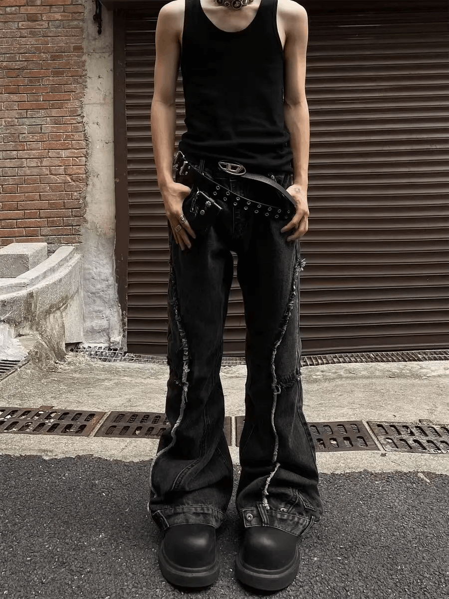 Jean × Vintage Vintage Raw Y2K Micro Flare Street Hip Hop Jeans Size US 32 / EU 48 - 2 Thumbnail