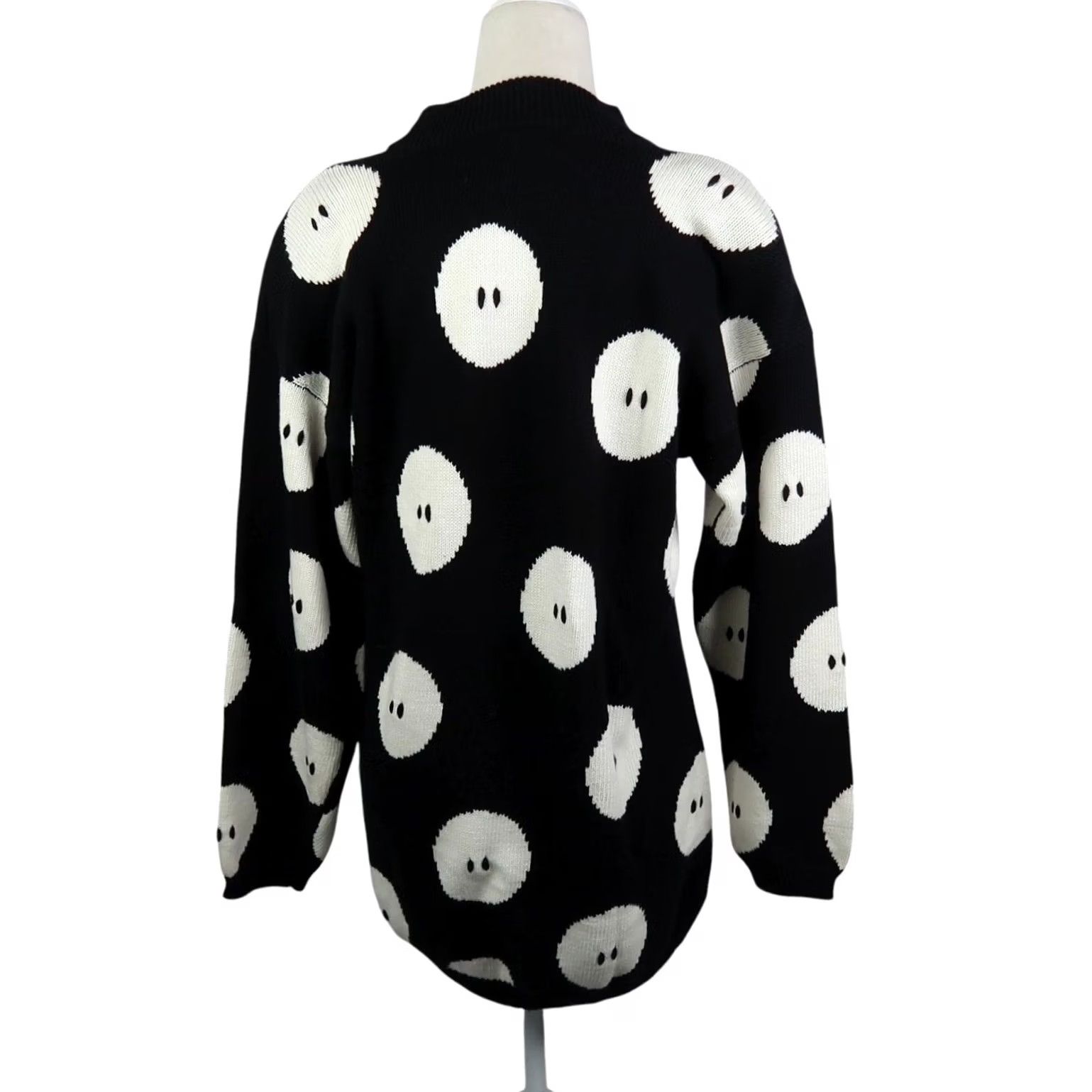 Vintage VINTAGE 90s Richard Sport Cotton Button Print Tunic Sweater Black White S Womens Long Sleeve Knit 100% Cotton Polka Dot 80s 90s Art Casual Size S / US 4 / IT 40 - 4 Thumbnail