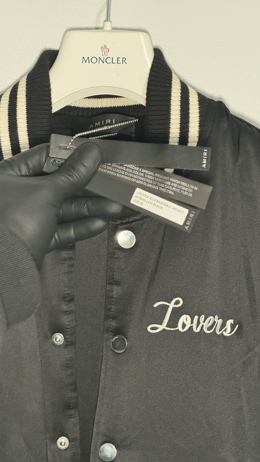 Amiri AMIRI “Lovers” Satin Varsity Jacket - Black - Size Medium Size US M / EU 48-50 / 2 - 6 Thumbnail