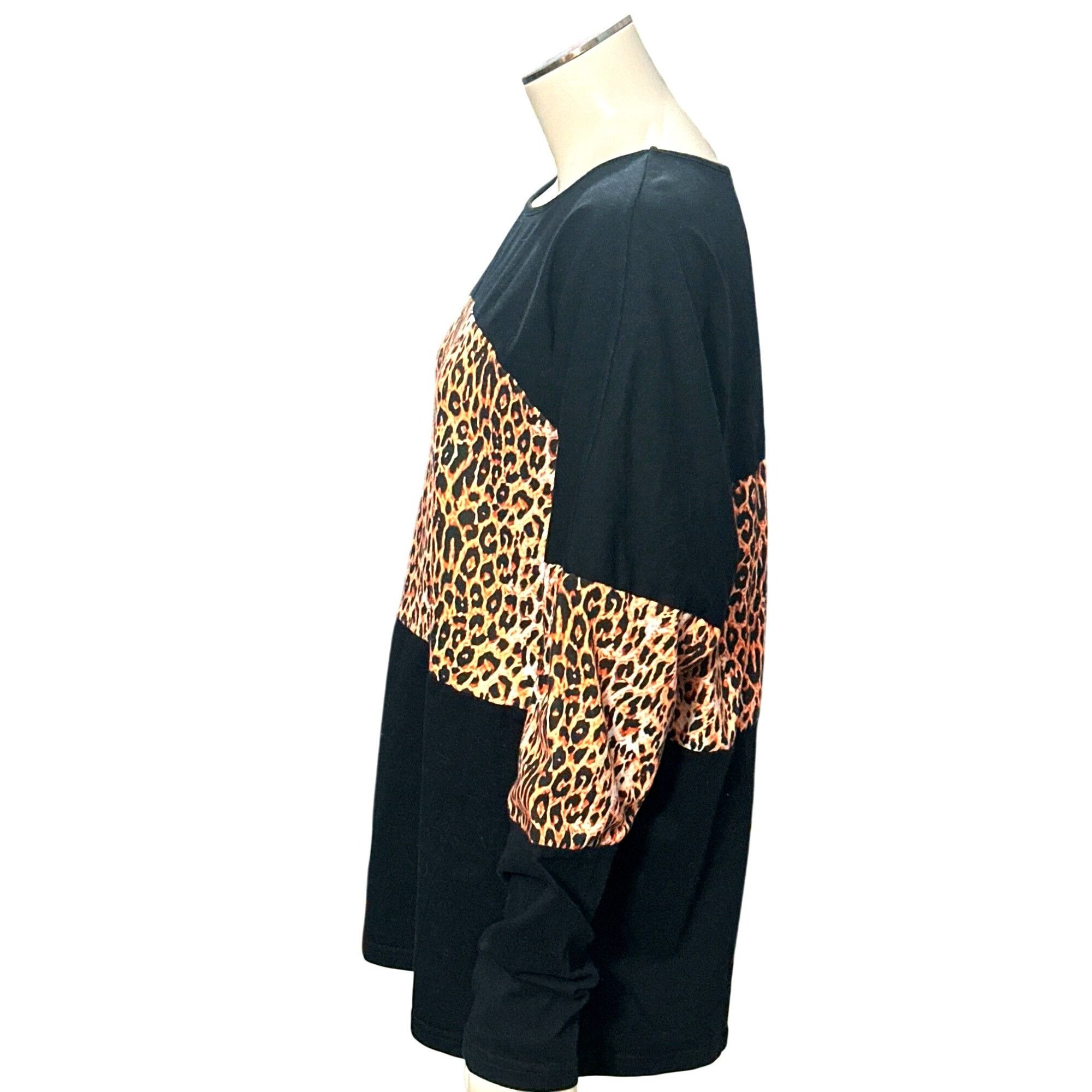 Other CCC Color Block Pullover Blouse Leopard Print Tunic Raglan L Size L / US 10 / IT 46 - 2 Thumbnail