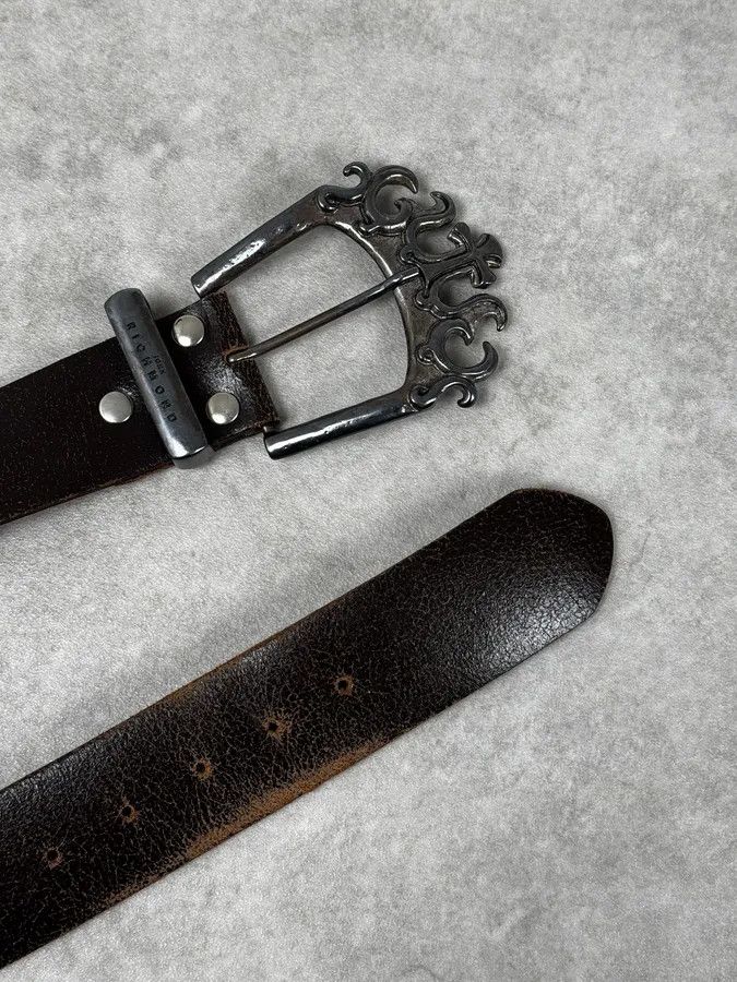 John Richmond 2000s John Richmond Brown Cross Ornamental Buckle Belt Size ONE SIZE - 4 Thumbnail