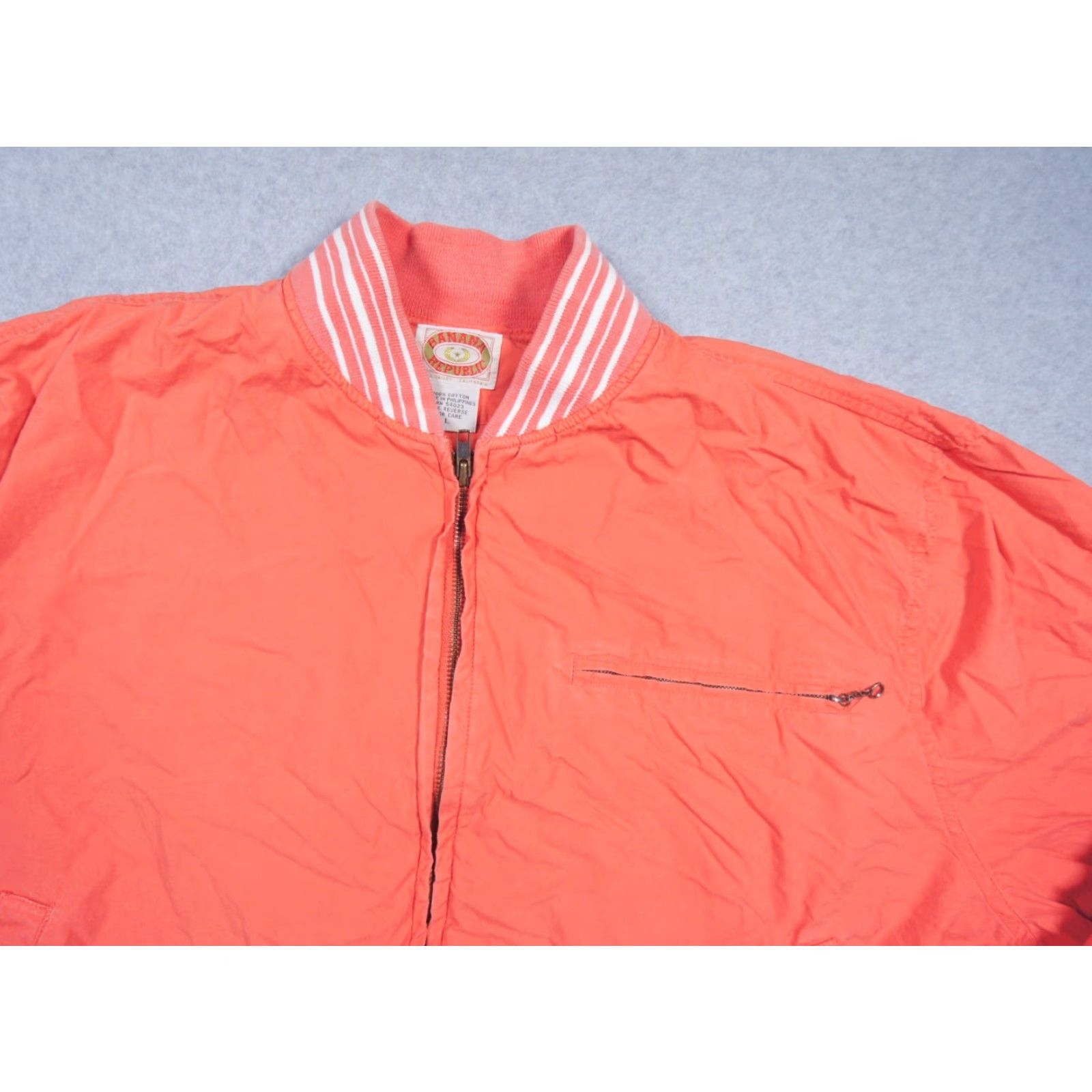 Banana Republic VINTAGE Banana Republic Jacket Mens Large Bomber Coat Zip Up Cotton Safari All Seasons Orange 90s Mens Size US L / EU 52-54 / 3 - 2 Thumbnail