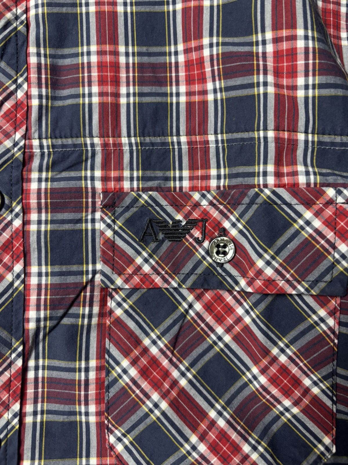 Giorgio Armani 2000s Armani Jeans Plaid Button Up with Hoodie Size US S / EU 44-46 / 1 - 3 Thumbnail