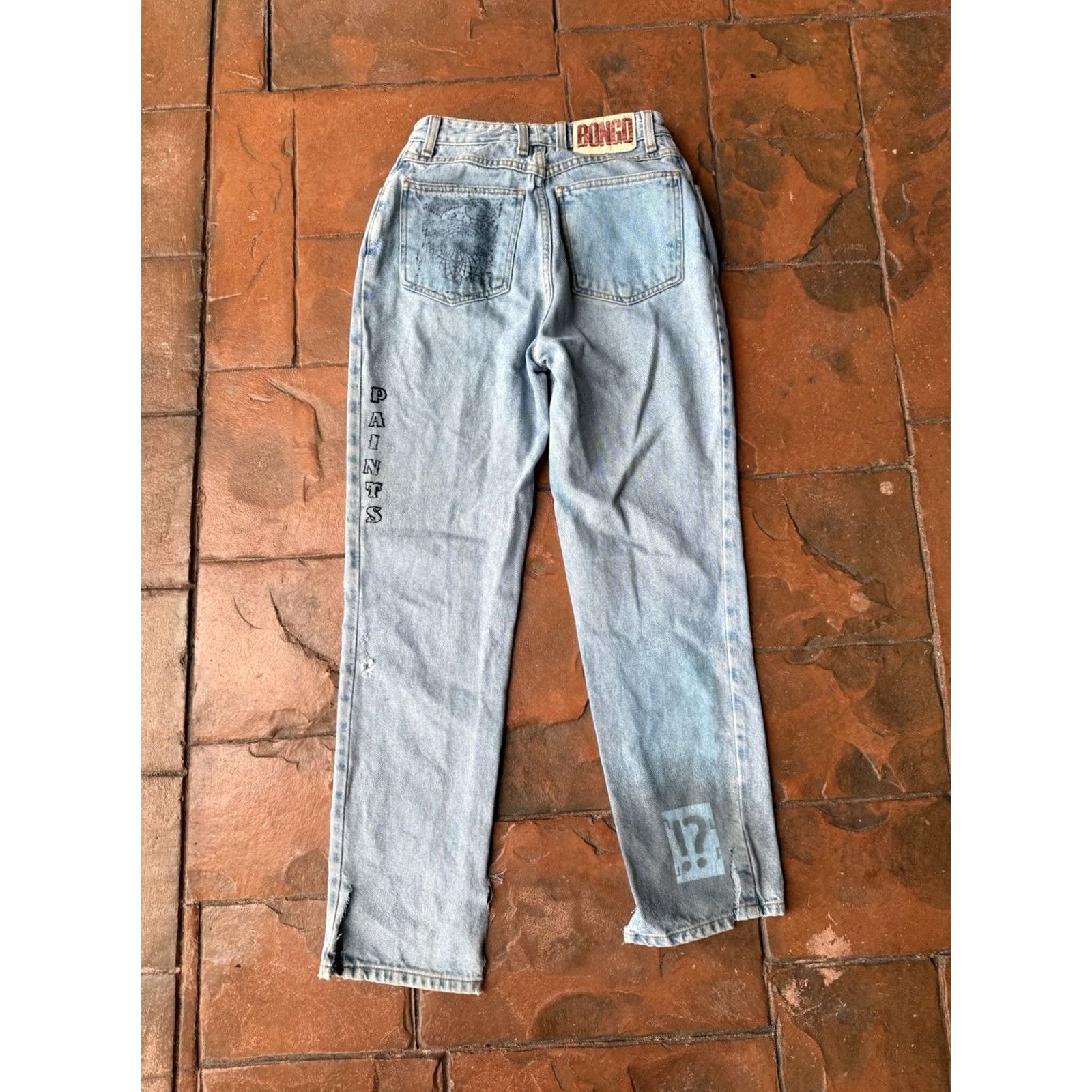 Vintage VINTAGE Bongo Jeans Distressed Graffiti 7/8 Denim Women’s Bootcut 28 in Waist Blue 33 in Inseam Size 28" / US 6 / IT 42 - 4 Thumbnail