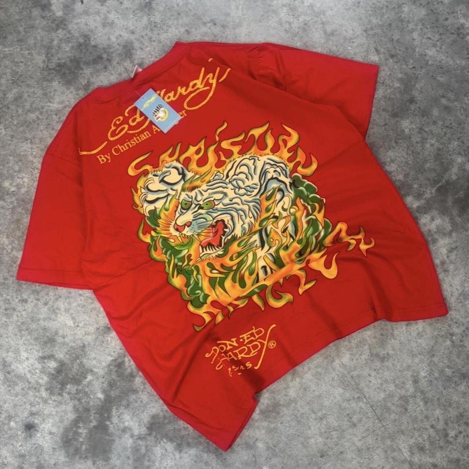 Ed Hardy Ed Hardy Christian Audigier Y2K Tattoo Flame Graphic T Shirt Size US XXL / EU 58 / 5 - 2 Thumbnail