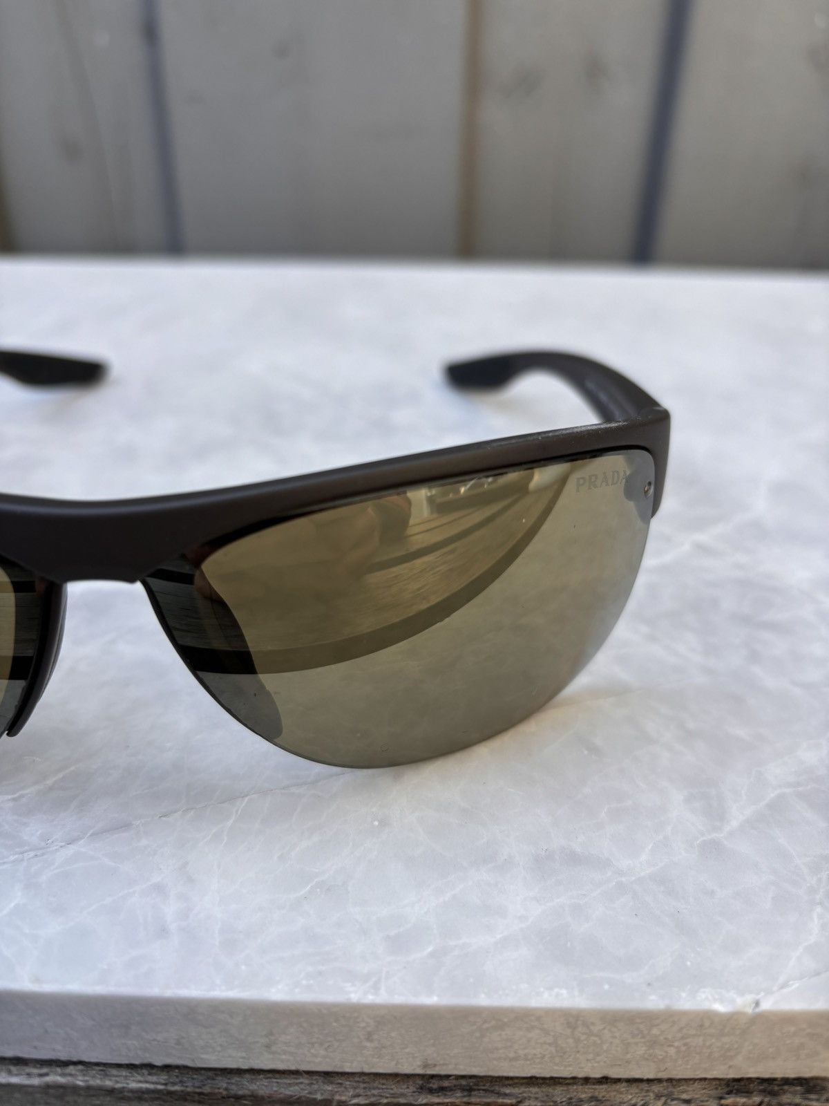 Prada × Vintage 2000s Prada Sunglasses Linea Rossa Sport Half Rin SPS 17U Y2 Size ONE SIZE - 9 Thumbnail