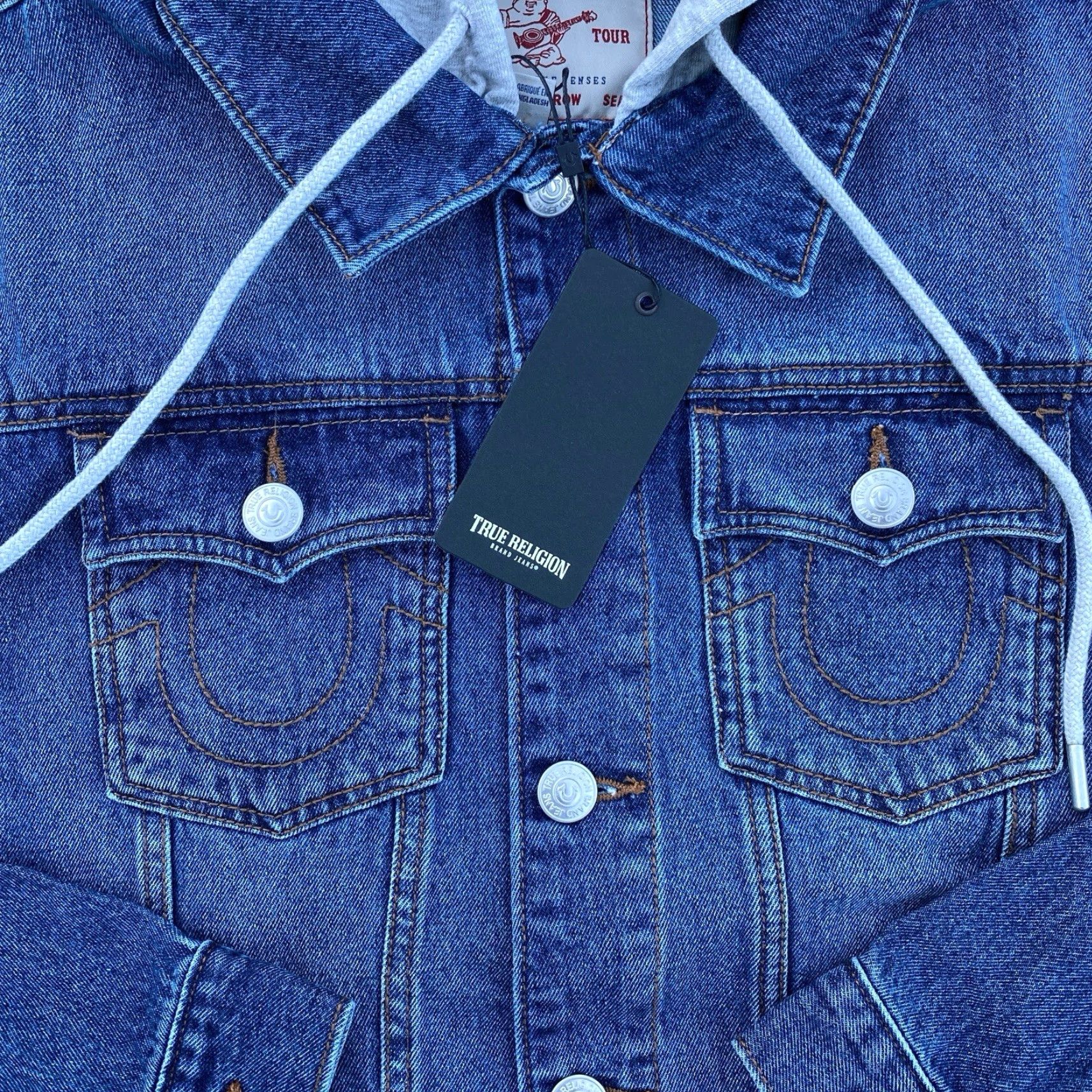 True Religion TRUE RELIGION Trucker Denim Jean Jacket Hoodie Blue Mens Size M NWT Size US M / EU 48-50 / 2 - 2 Thumbnail