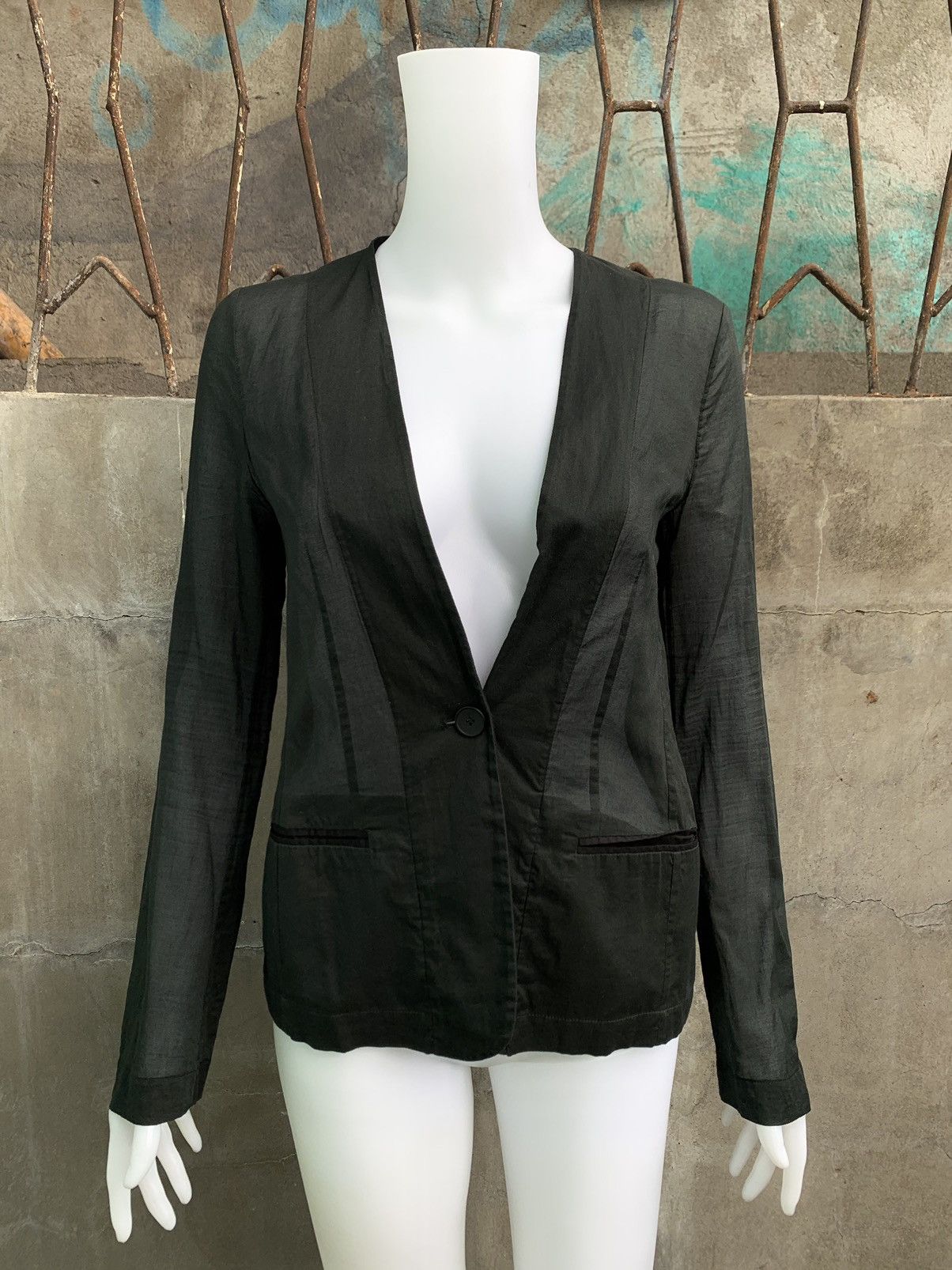 MM6 SS14 Collarless Single Button Blazer