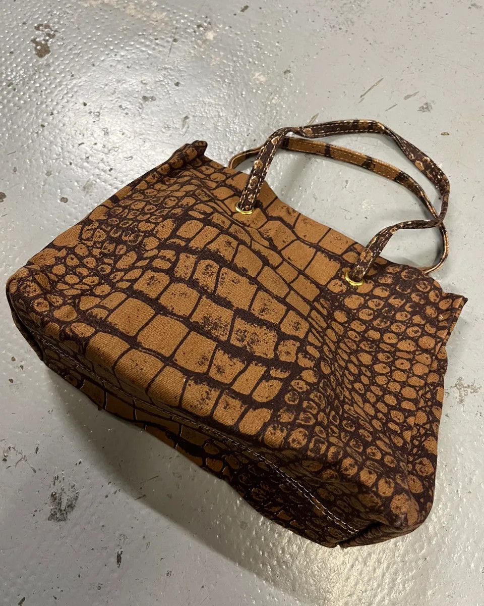 Roberto Cavalli Roberto Cavalli Tan Jacquard Crocodile Print Handle Bag Size ONE SIZE - 3 Thumbnail