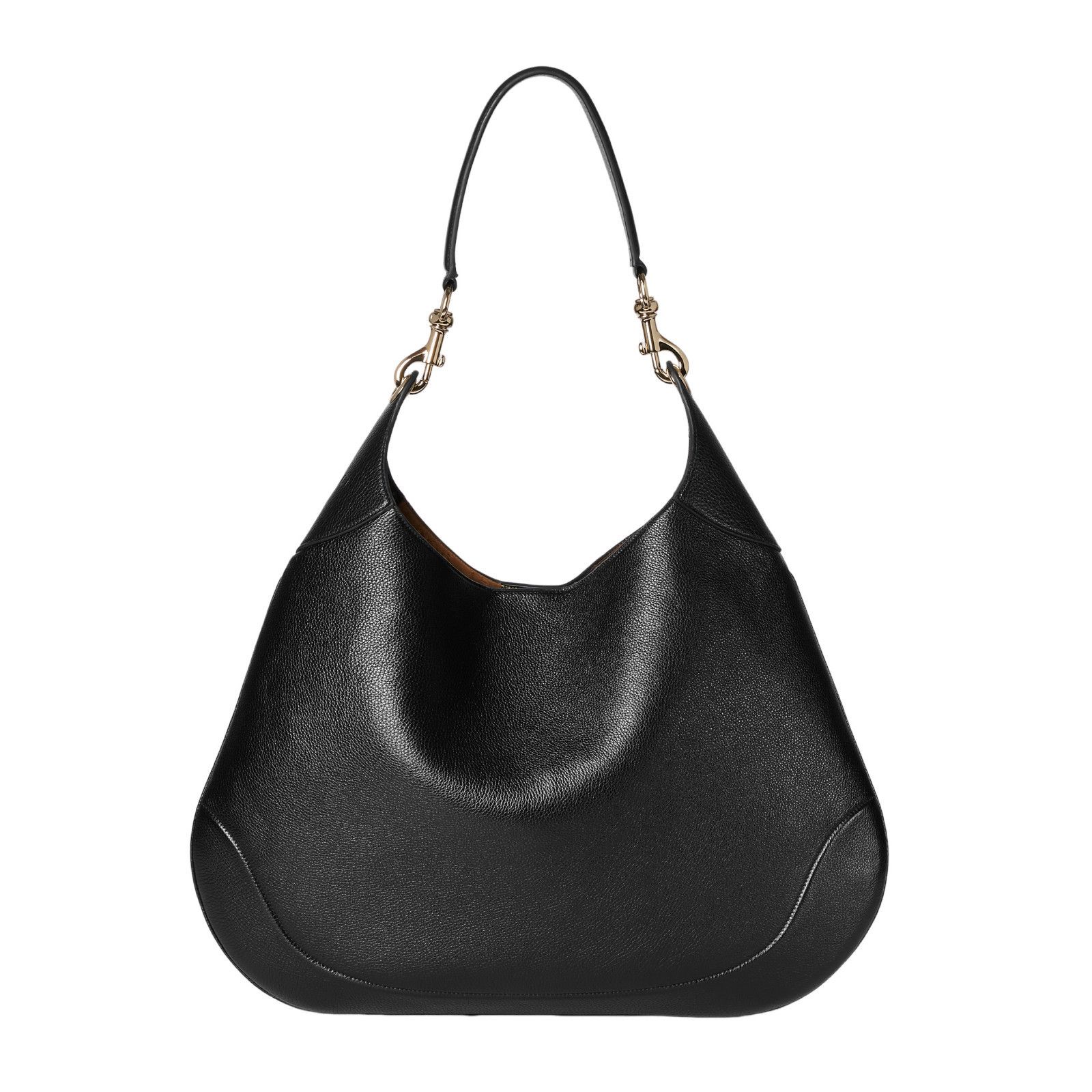 GUCCI B Large $4600 Black Soft Grainy Leather Shoulder Bag N