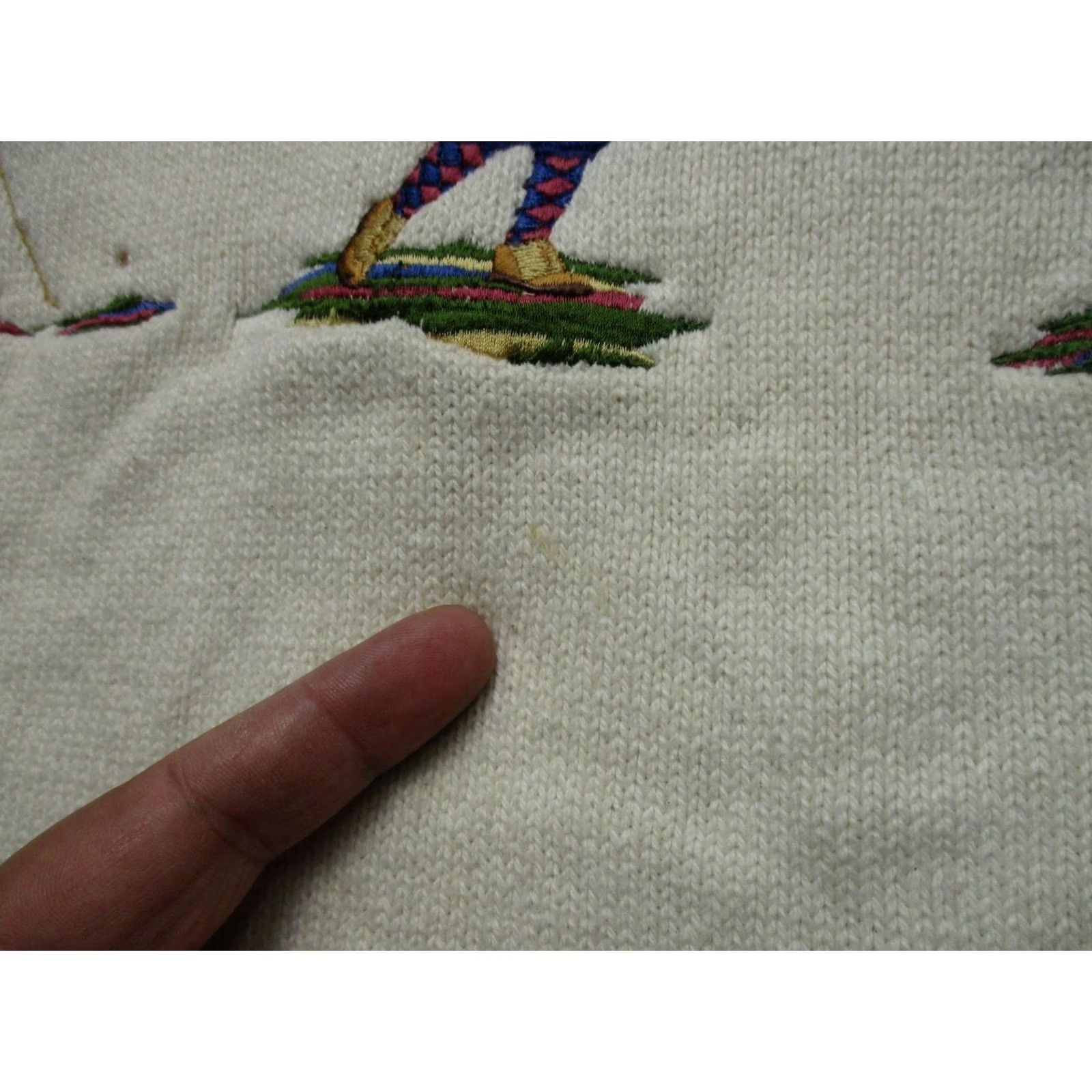 Nutmeg VINTAGE Nutmeg Mills Sweater Mens L White Golf Graphic Knit Made USA 90s Size US L / EU 52-54 / 3 - 3 Thumbnail