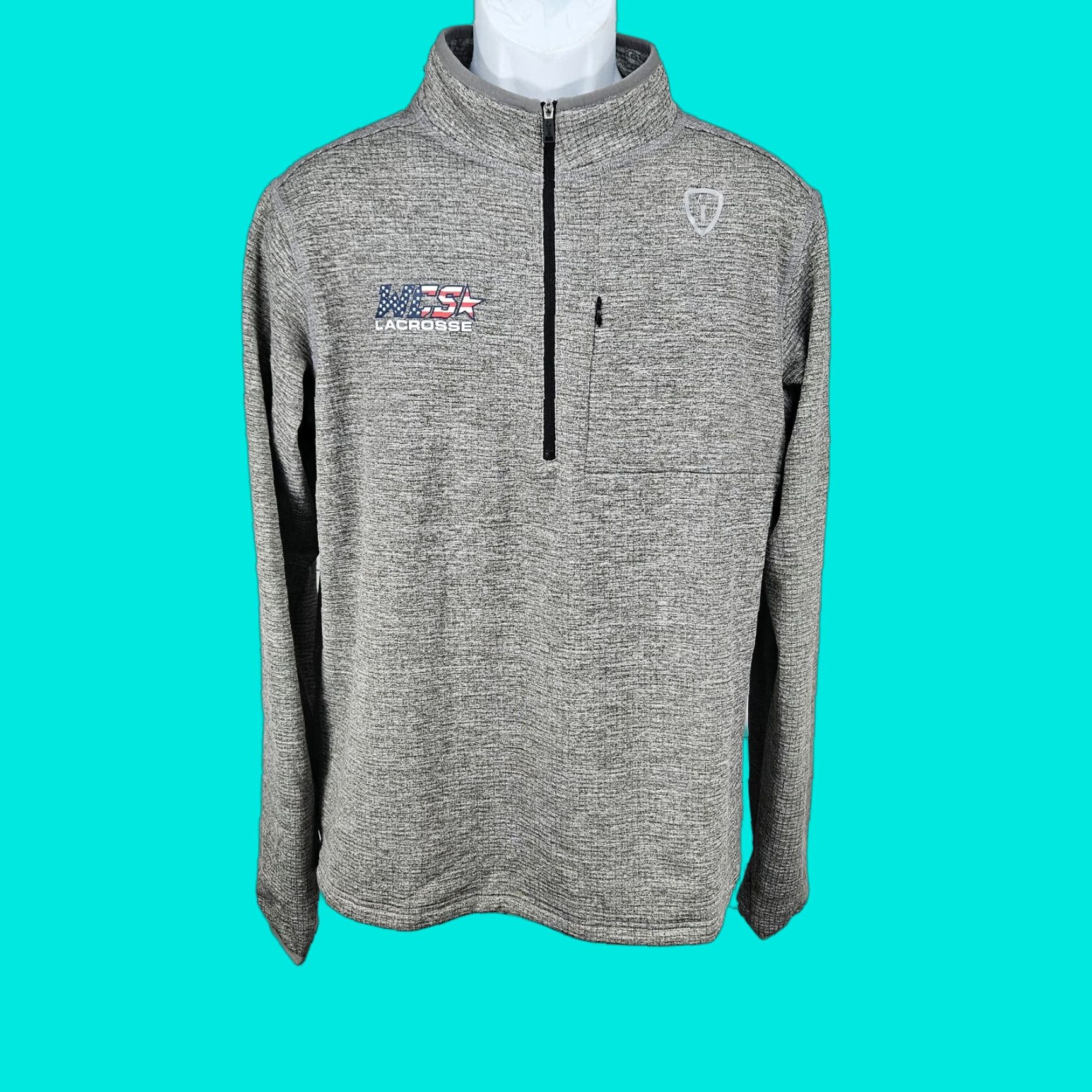 Vintage WCS Adrenaline Lacrosse Grey Front Zip Pocket Thumbholes 1/4 Zip Jacket M Mens Jacket Short Sleeve Zip Pockets Band Collar Solid Polyester Size US M / EU 48-50 / 2 - 1 Thumbnail