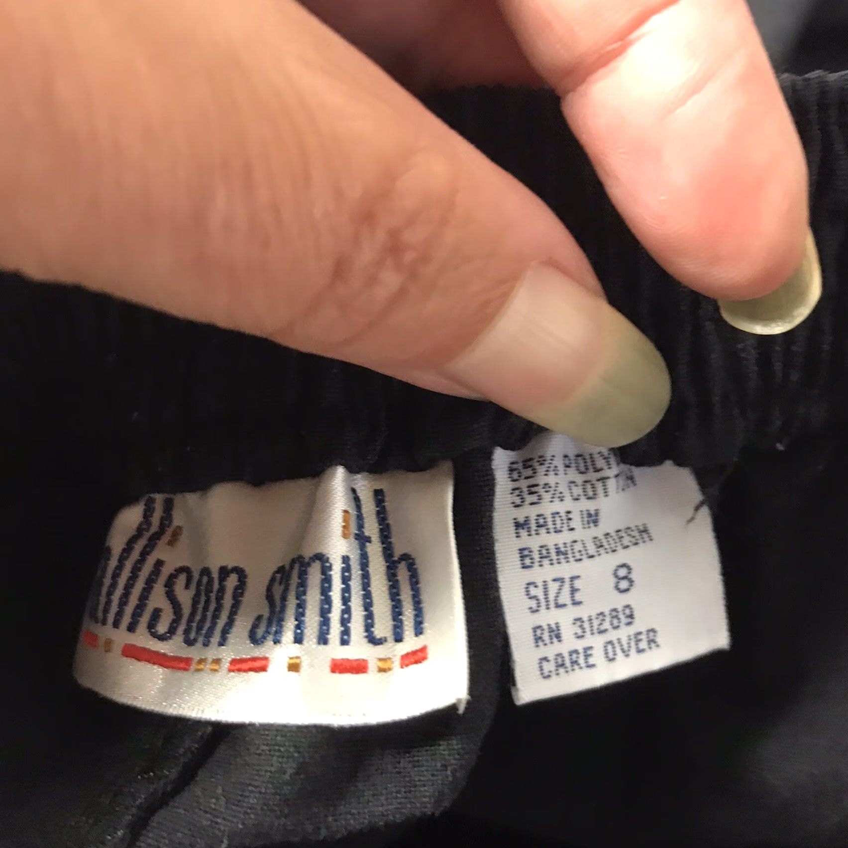 Vintage Allison Smith Black Pull On Pants Women's Size 8 Wide-Leg Stretch Comfort Travel Workwear Size 30" / US 8 / IT 44 - 4 Thumbnail