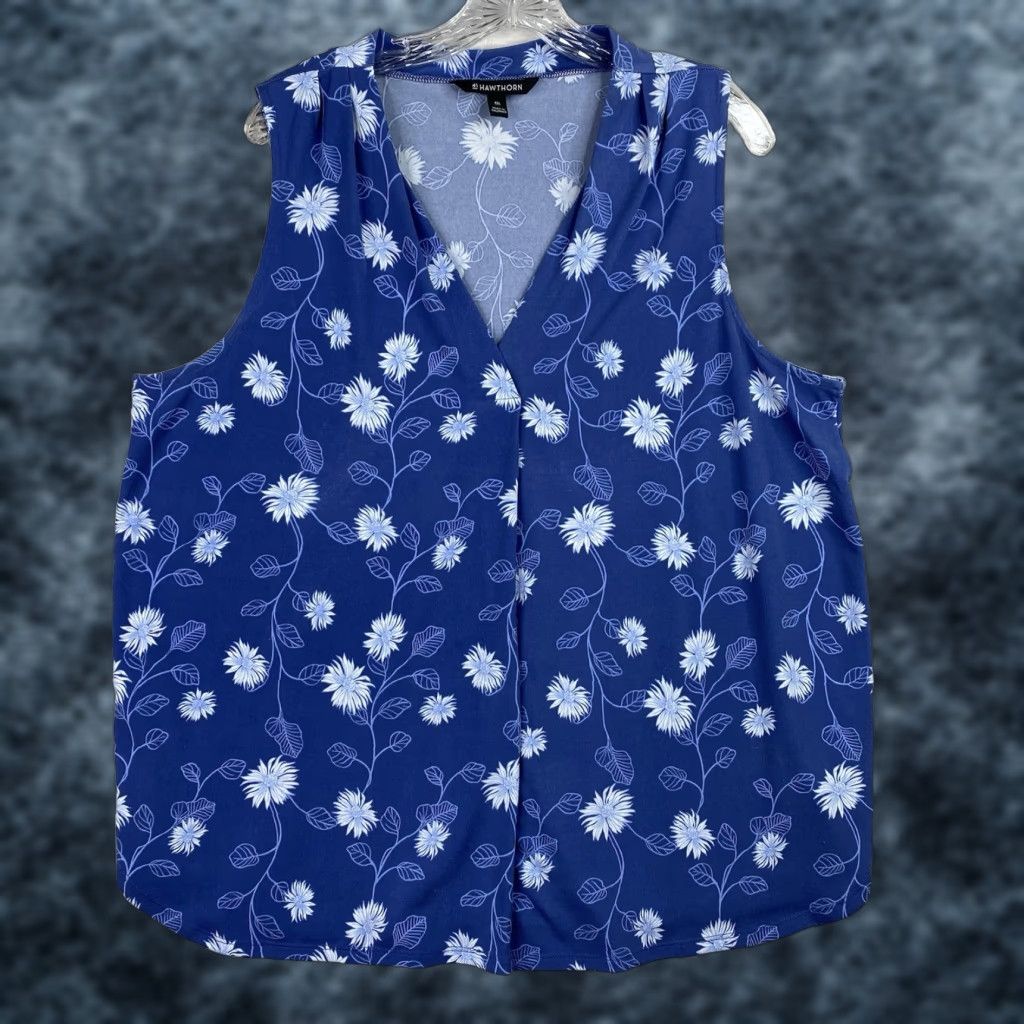 Vintage VINTAGE 41 Hawthorn Blouse Women’s 2XL Blue Floral Boho Sleeveless V Neck Shirt Womens Size XXL / US 16-18 / IT 52-54 - 1 Thumbnail