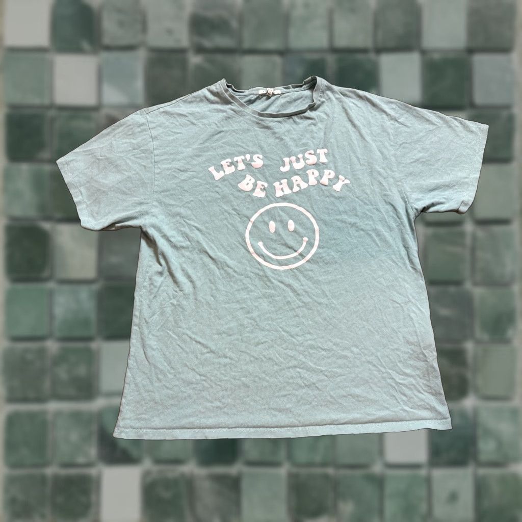 Vintage Bae Vely T Shirt Mens Small S " Just Be Happy " Smily Face Blue Short Sleeve Shirt Men Blue Smiley Face Graphic Print Crew Neck Mens S Size US S / EU 44-46 / 1 - 1 Thumbnail