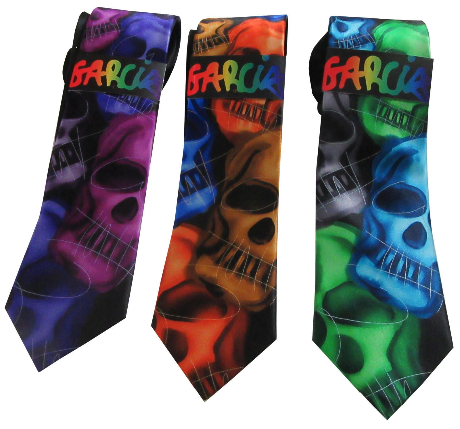 Designer Jerry Garcia 62 Plague Entity Skull Neck Tie Orange Size ONE SIZE - 11 Thumbnail