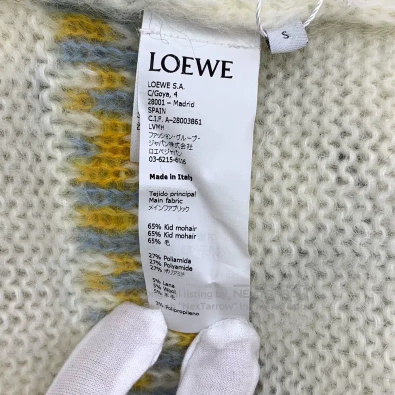 Loewe White Logo Letter Embroidered Mohair V-Neck Single B