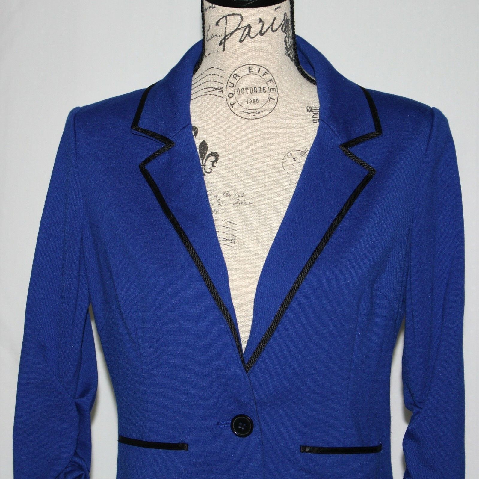 Laundry by Shelli Segal Grosgrain Trim Ponte Jacket in Blue Color size 8 Size M / US 6-8 / IT 42-44 - 7 Thumbnail