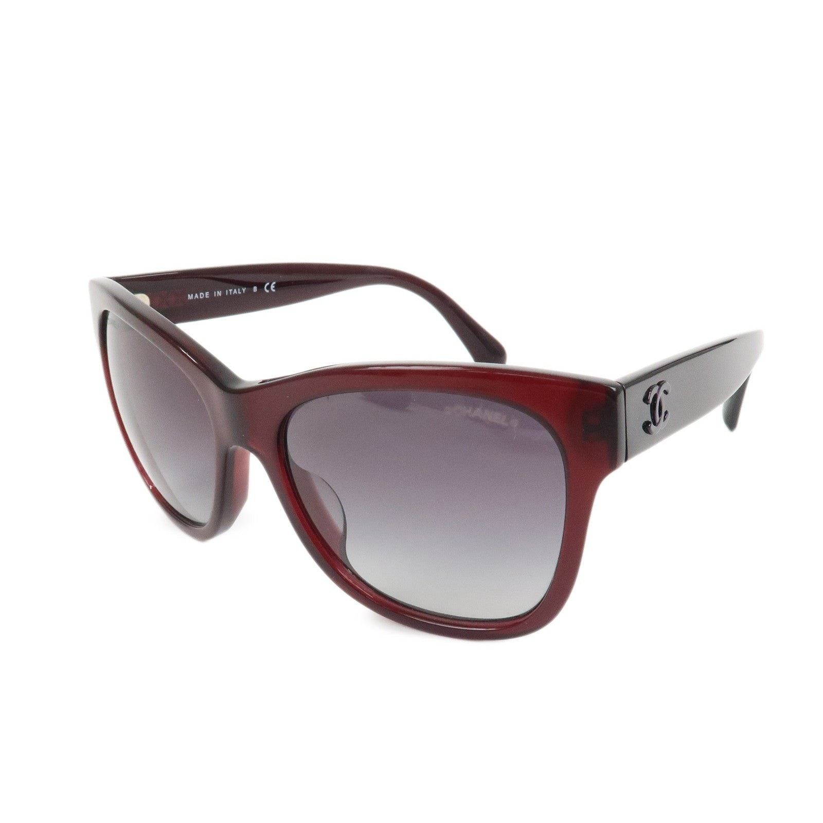 Chanel Chanel Side CC Logo Sunglasses Plastic Burgundy Size ONE SIZE - 1 Thumbnail