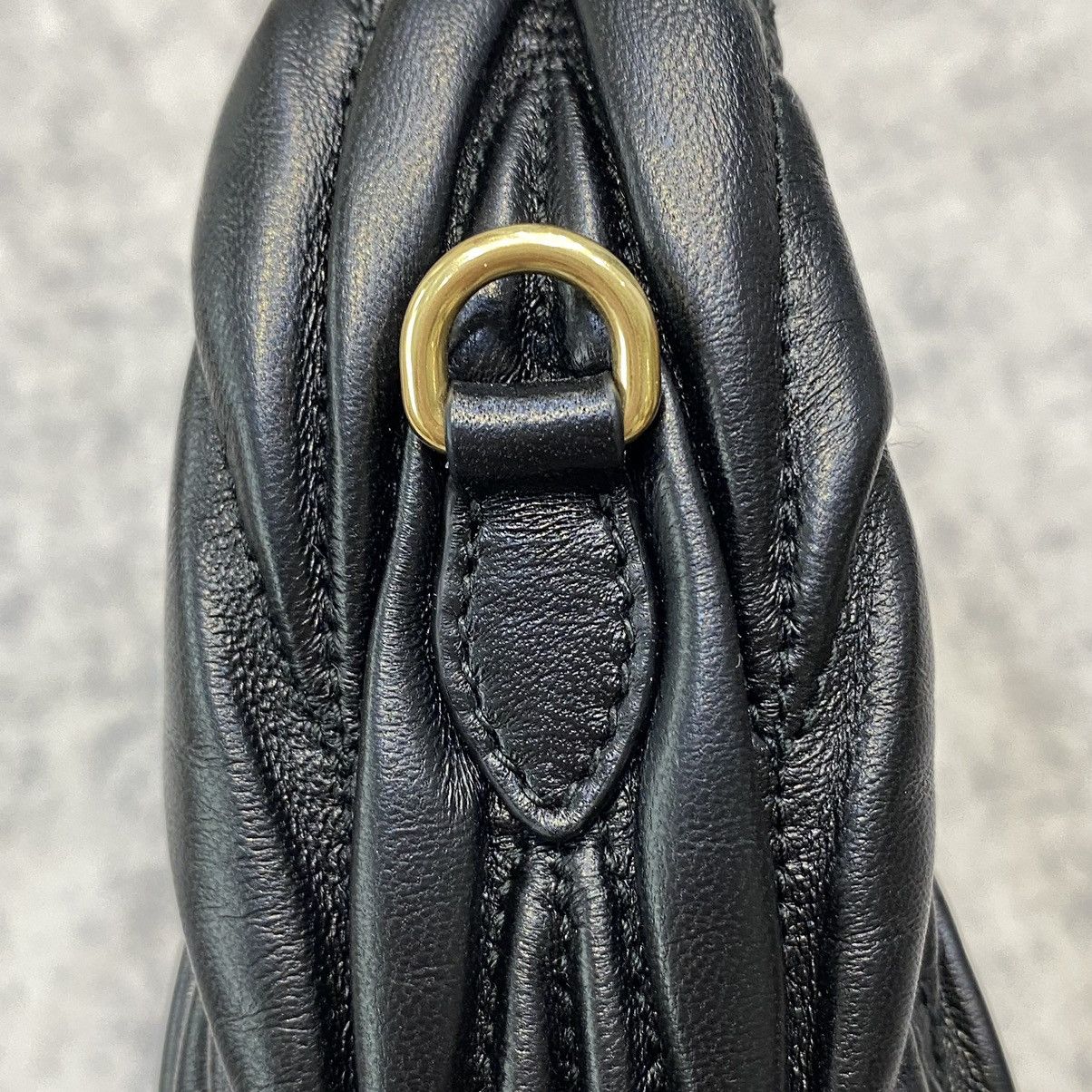 Miu Miu MIU MIU Wander Matelassé Nappa Leather Small Hobo Bag BLACK Size ONE SIZE - 12 Thumbnail