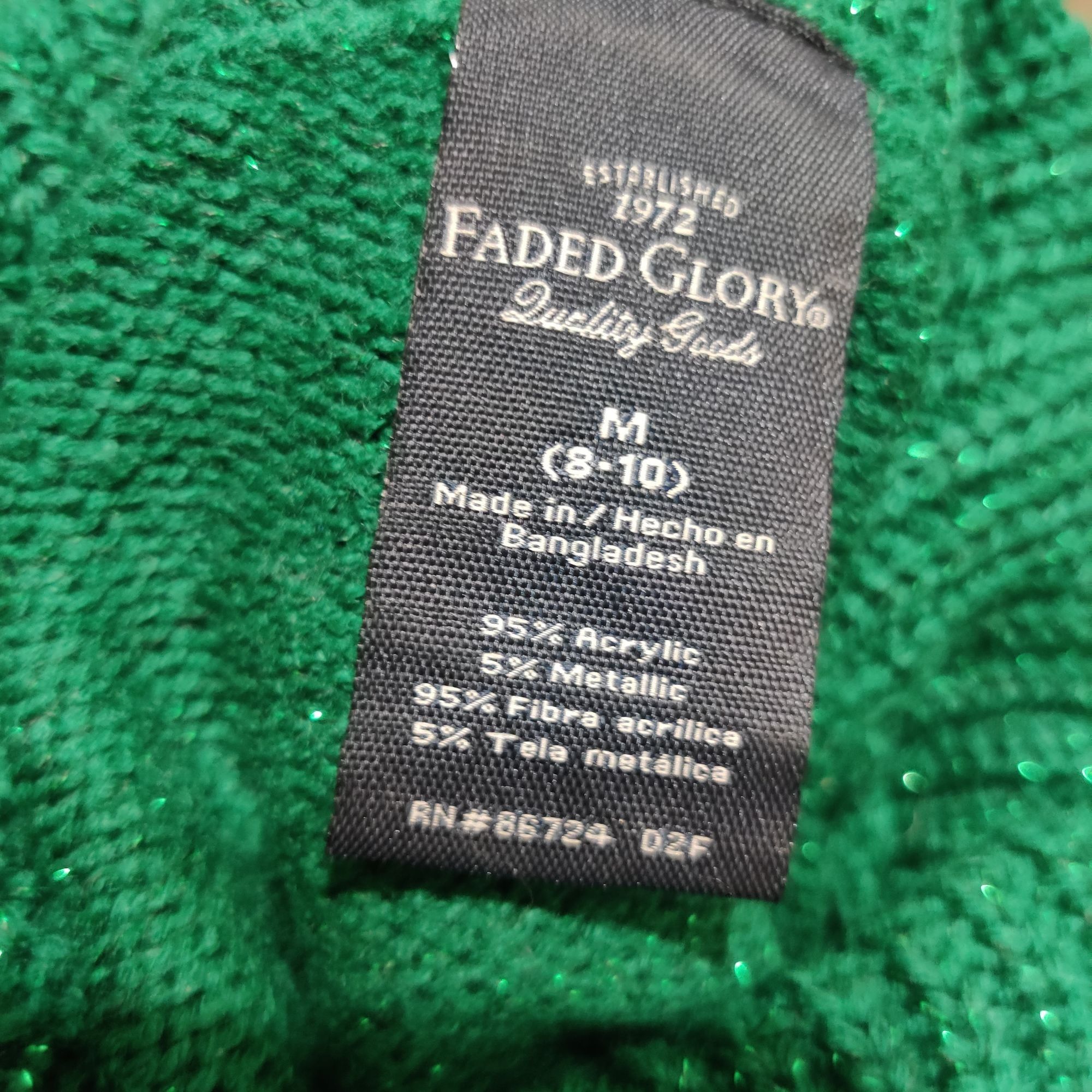 Faded Glory Faded Glory M Green Metallic Cowl Neck Sweater Ribbed Sleeve Size M / US 6-8 / IT 42-44 - 8 Thumbnail
