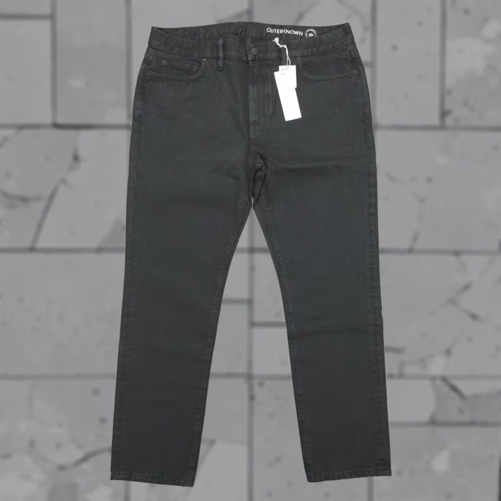 Outerknown Outerknown SEA Jeans Drifter Tapered Size 36x30 Organic Cotton Pitch Black Mens Jeans Casual Distressed Regular Fit 5-Pocket Denim Gold Button Closure Size US 36 / EU 52 - 1 Thumbnail
