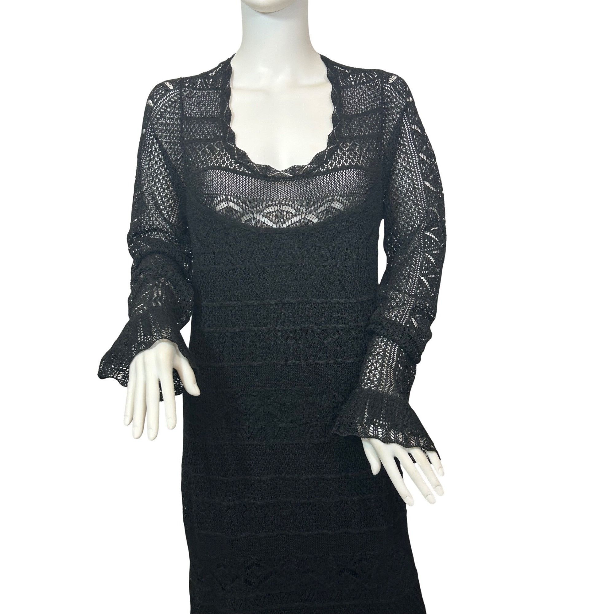 Polo Ralph Lauren Polo Ralph Lauren Maxi Dress L Black Lace Knit Long Sleeved Size L / US 10 / IT 46 - 6 Thumbnail