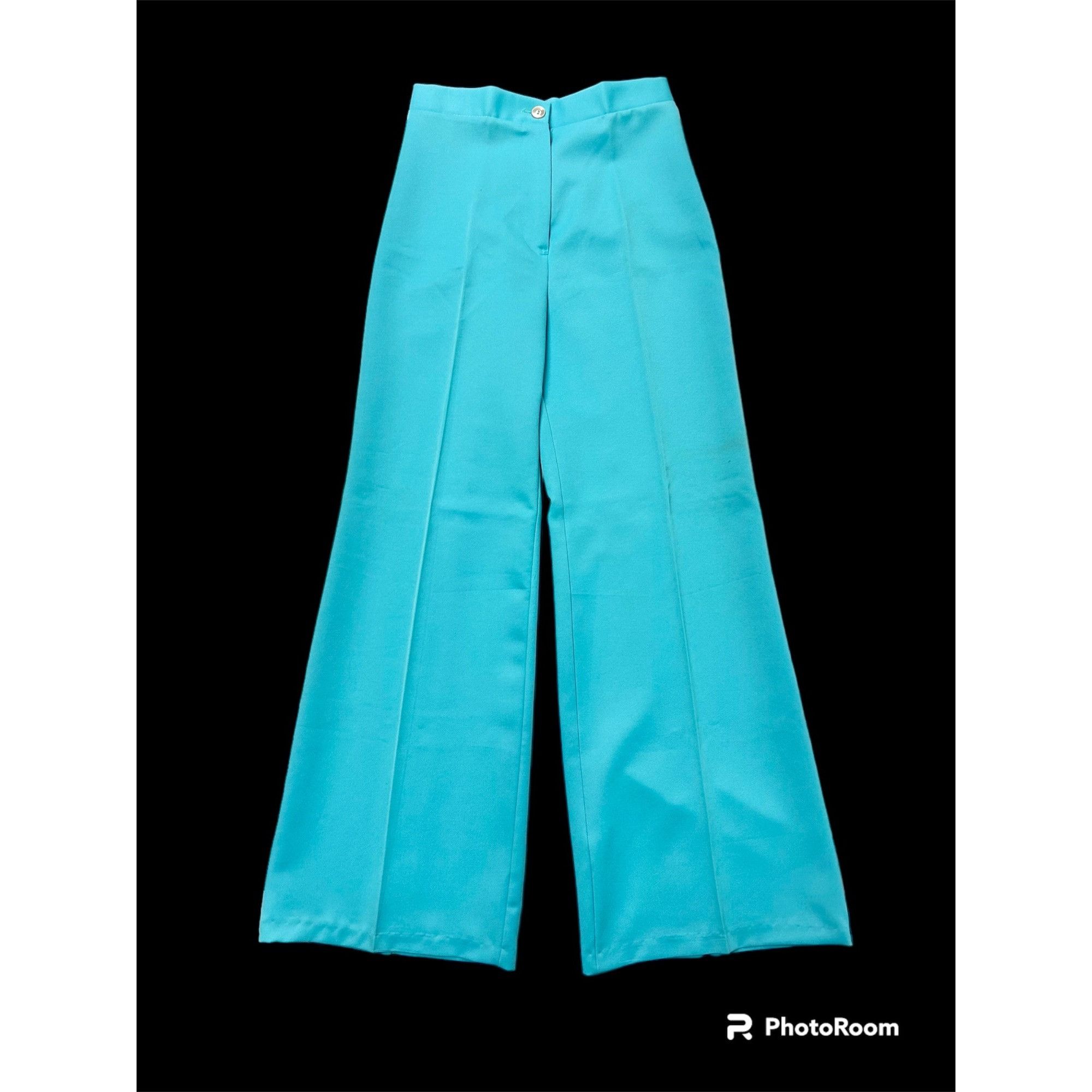 image of Unkwn 70’S Bright Aqua Blue Mod Groovy Pants Huge Bell Bottoms 28, Women's