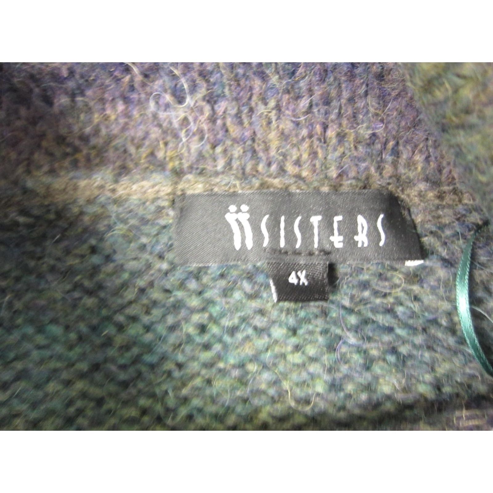 Vintage Sisters Sweater Womens 4X Plus Purple Green Turtleneck Alpaca Wool Stripe Pullover Knit Size XXL / US 16-18 / IT 52-54 - 7 Thumbnail