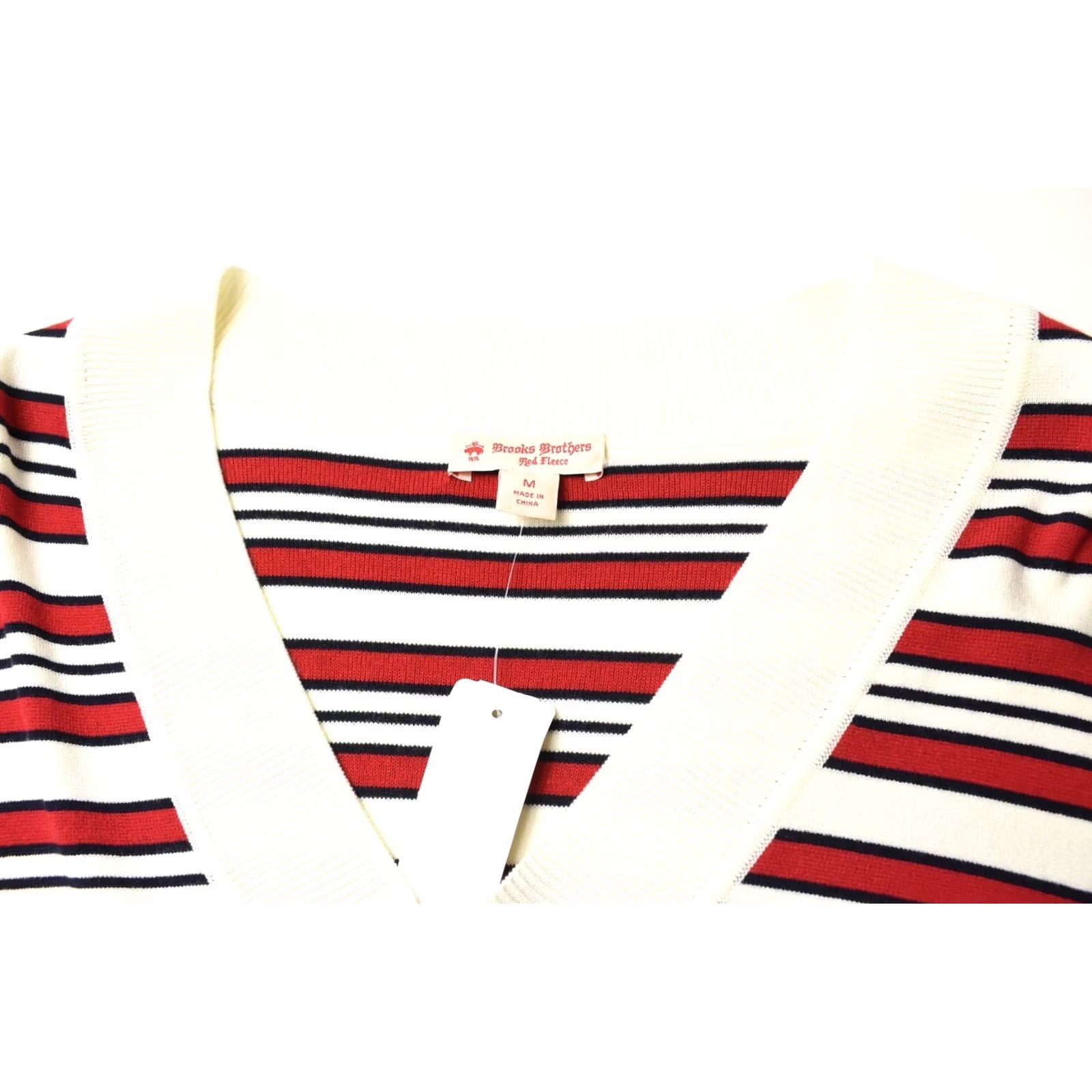 Brooks Brothers BROOKS BROTHERS Red Fleece Jumper Women's MEDIUM Pullover Stripe Deep V-Neck Size M / US 6-8 / IT 42-44 - 4 Thumbnail